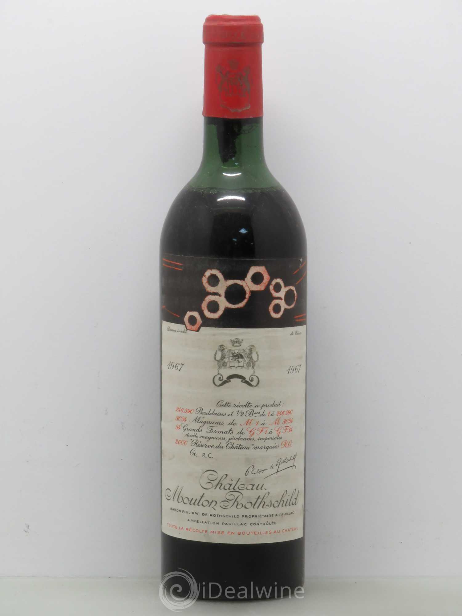 Château Mouton Rothschild 1er Grand Cru Classé 1967 - Lot de 1 bouteille - 0
