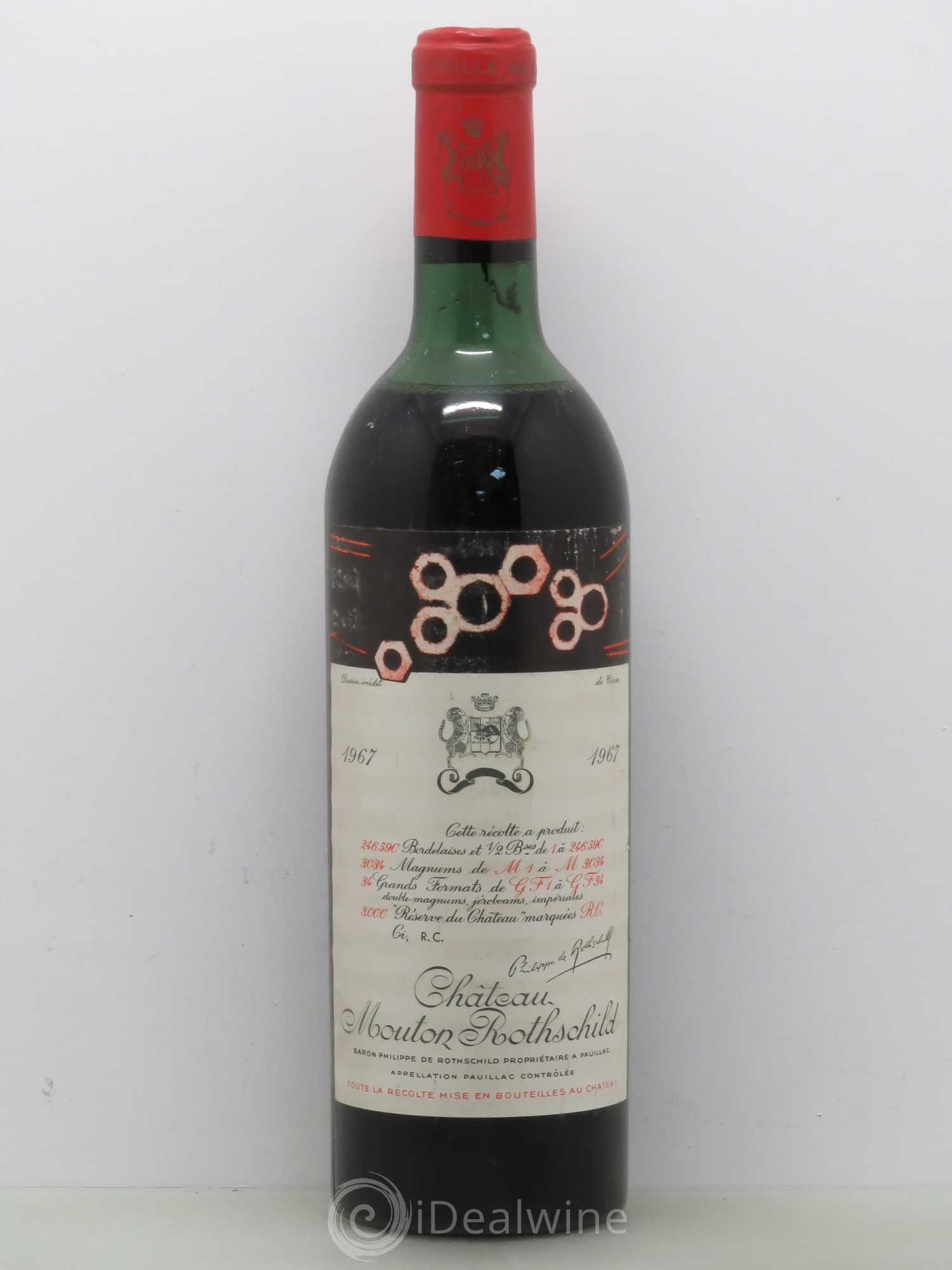 Château Mouton Rothschild 1er Grand Cru Classé 1967 - Lot de 1 bouteille - 0