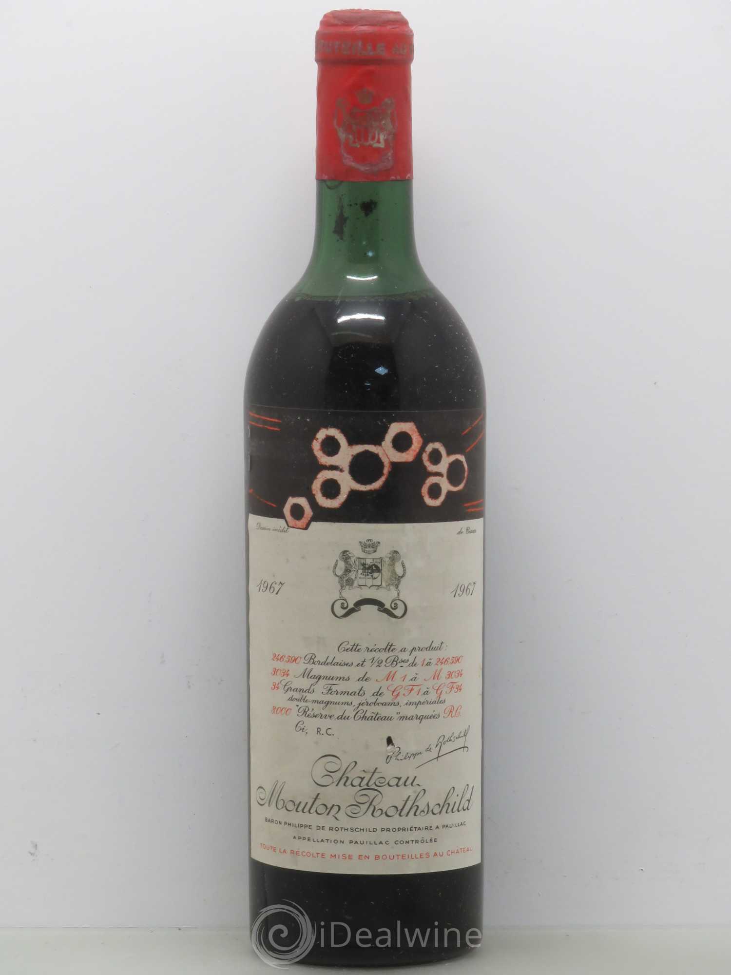 Château Mouton Rothschild 1er Grand Cru Classé 1967 - Lot de 1 bouteille - 0