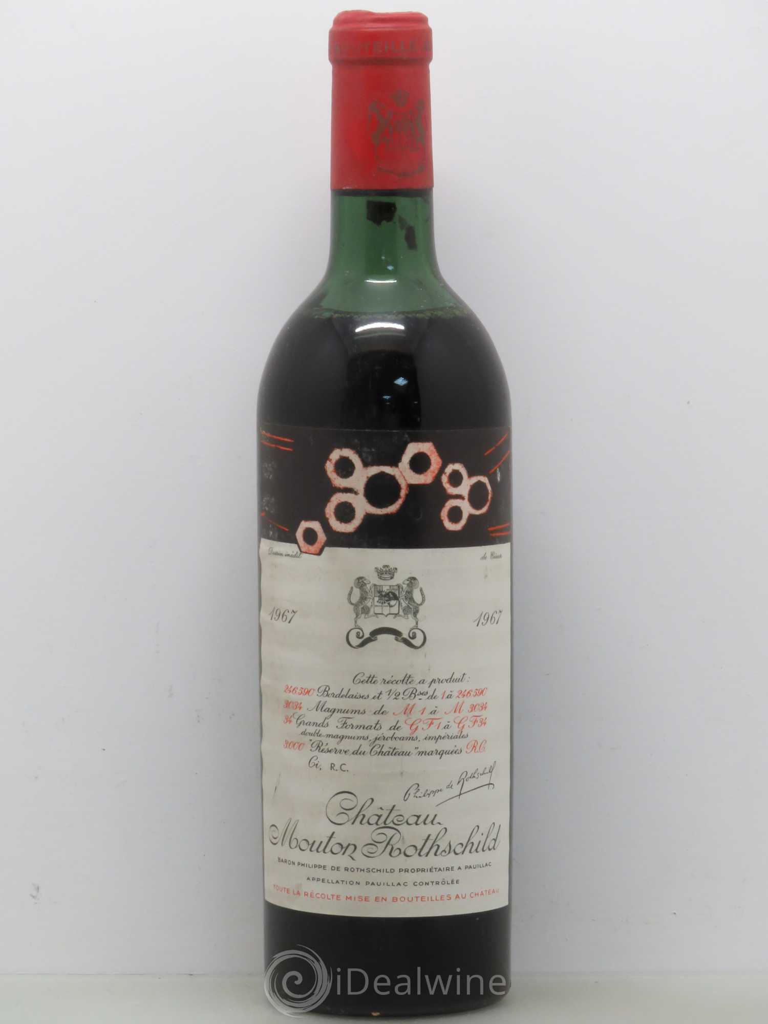 Château Mouton Rothschild 1er Grand Cru Classé 1967 - Lot de 1 bouteille - 0