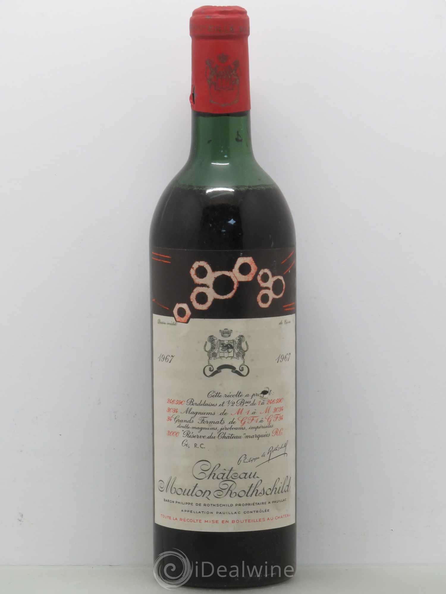 Château Mouton Rothschild 1er Grand Cru Classé 1967 - Lot de 1 bouteille - 0