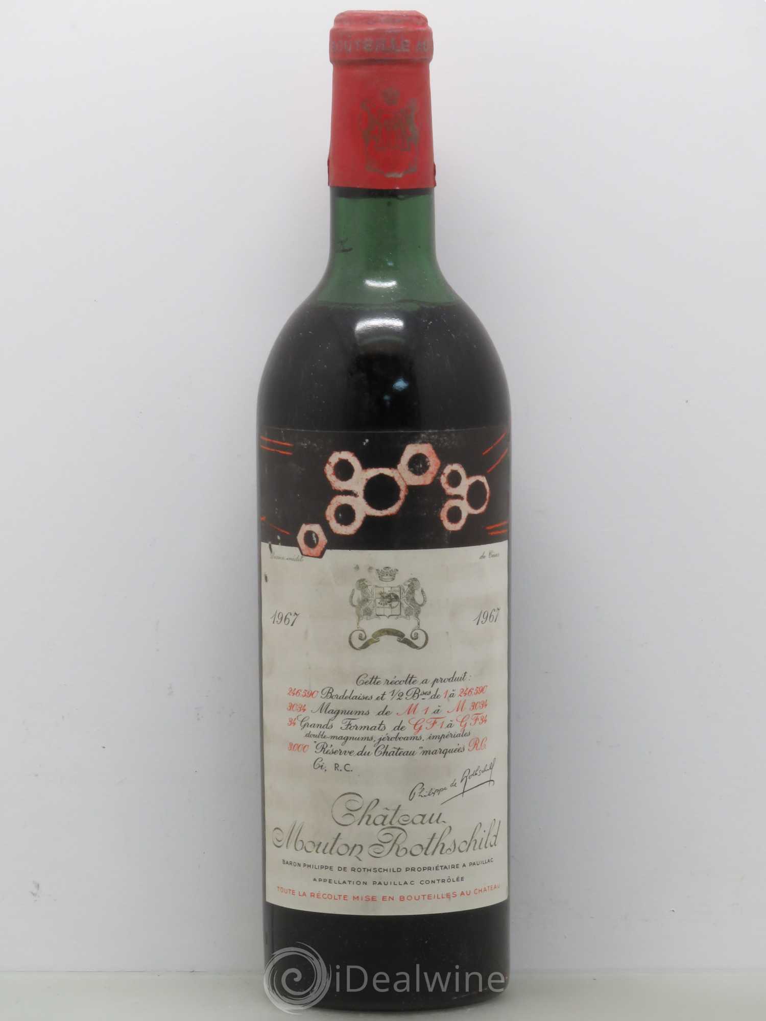 Château Mouton Rothschild 1er Grand Cru Classé 1967 - Lot de 1 bouteille - 0