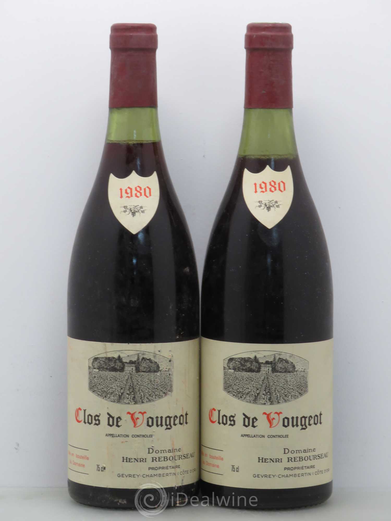 Clos de Vougeot Grand Cru Henri Rebourseau (Domaine) 1980 - Lot de 2 bouteilles - 0