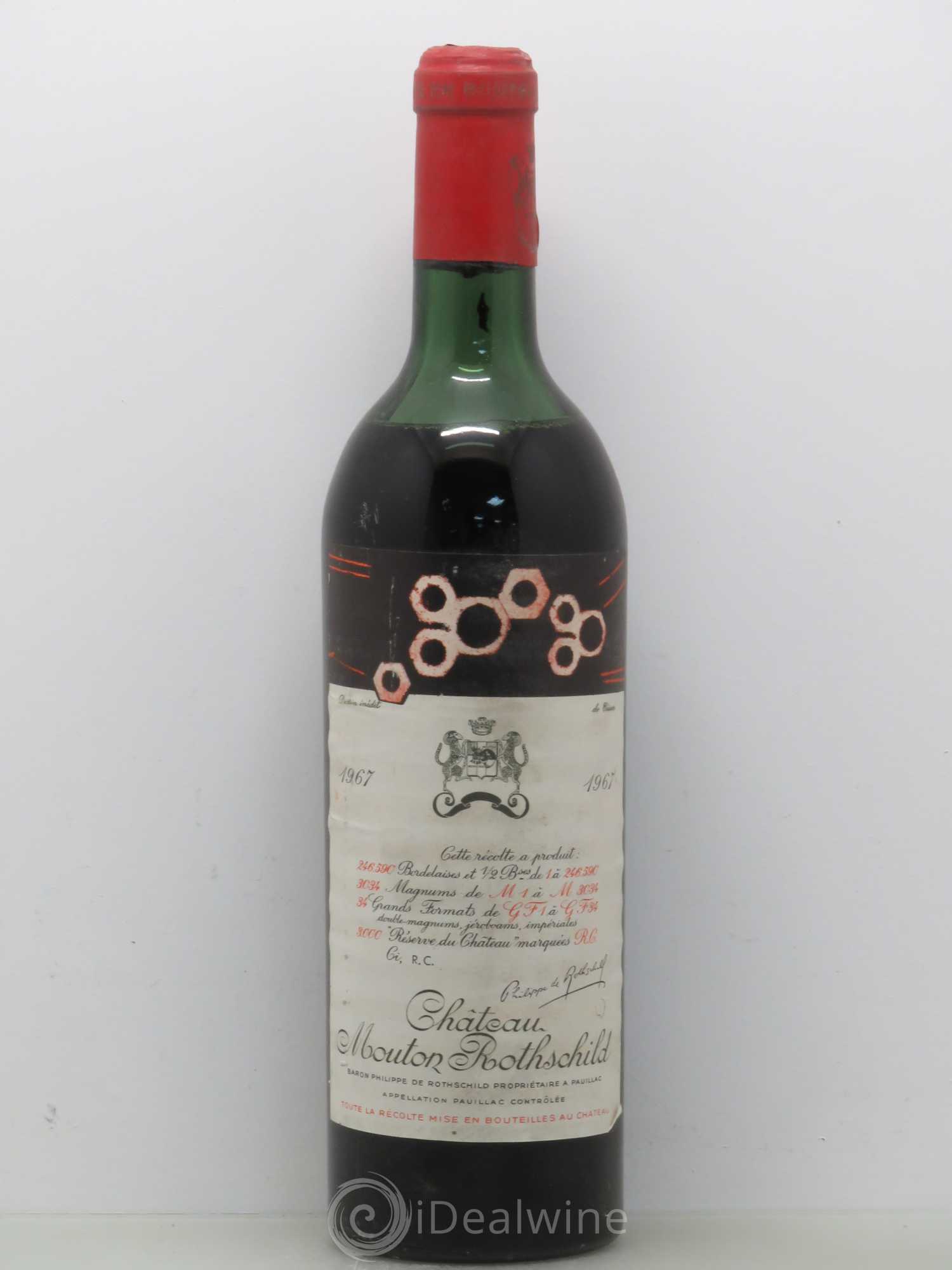 Château Mouton Rothschild 1er Grand Cru Classé 1967 - Lot de 1 bouteille - 0