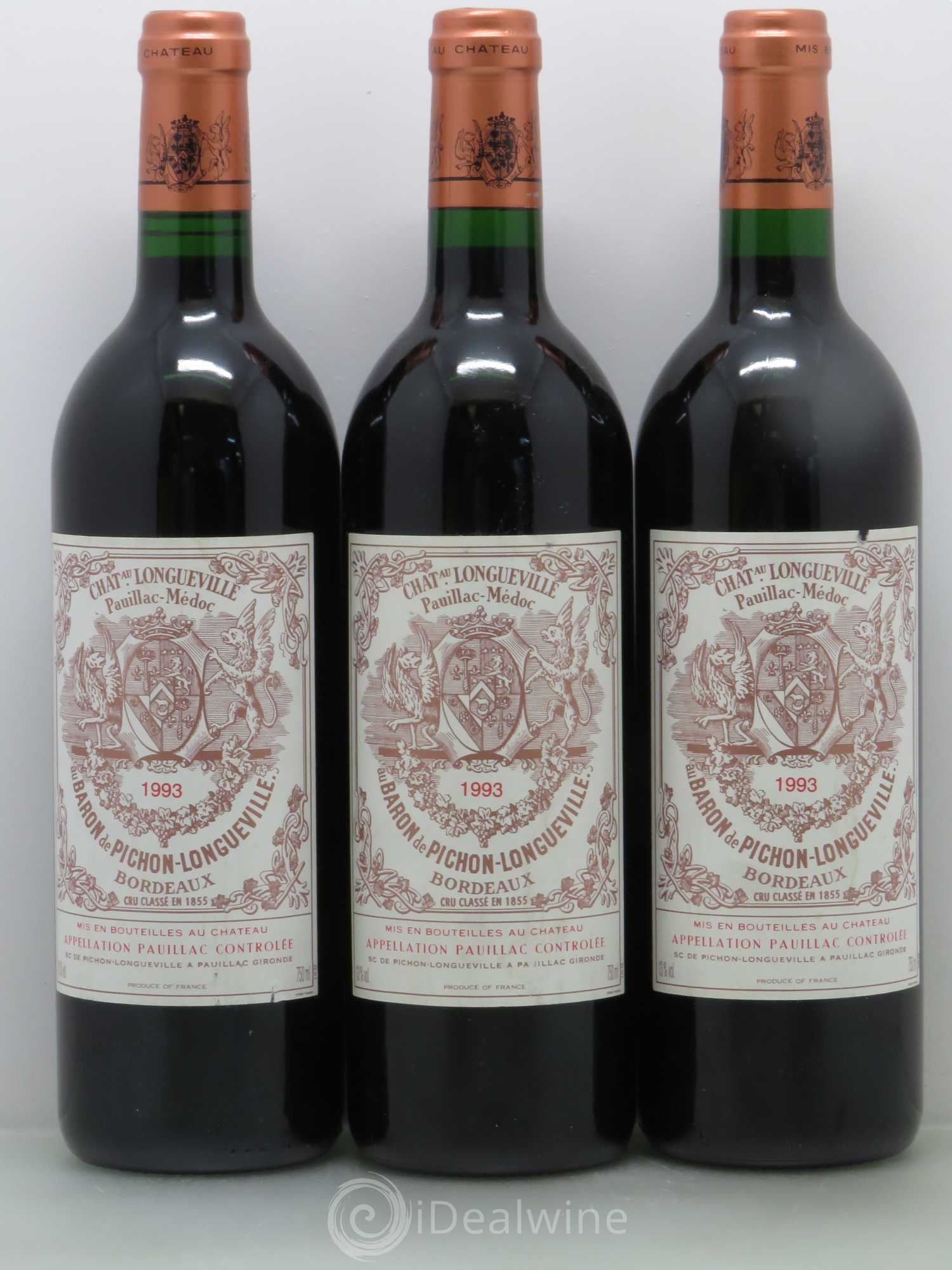 Pichon Longueville Baron 2ème Grand Cru Classé 1993 - Lot de 3 bouteilles - 0