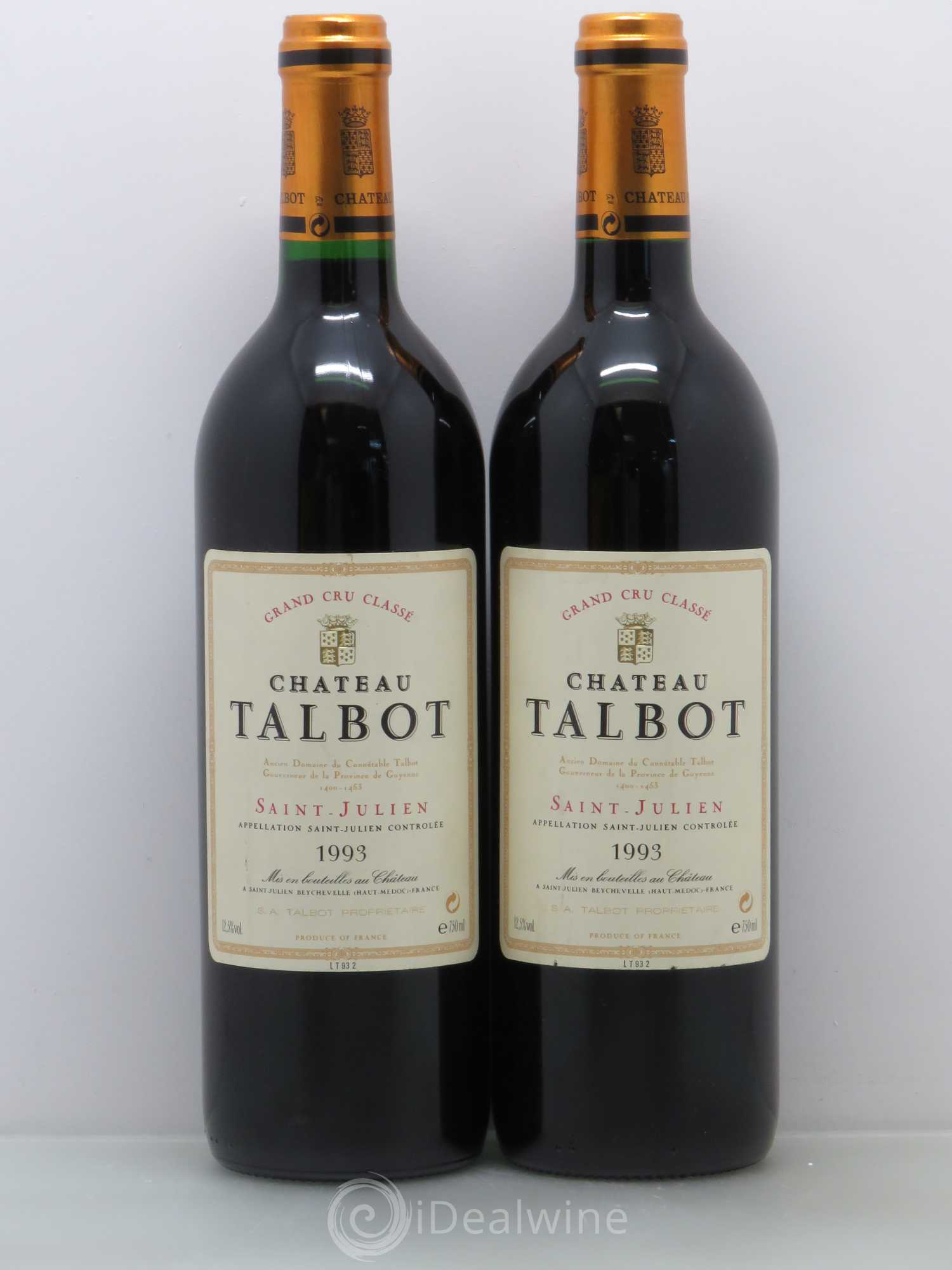 Château Talbot 4ème Grand Cru Classé 1993 - Lot de 2 bouteilles - 0
