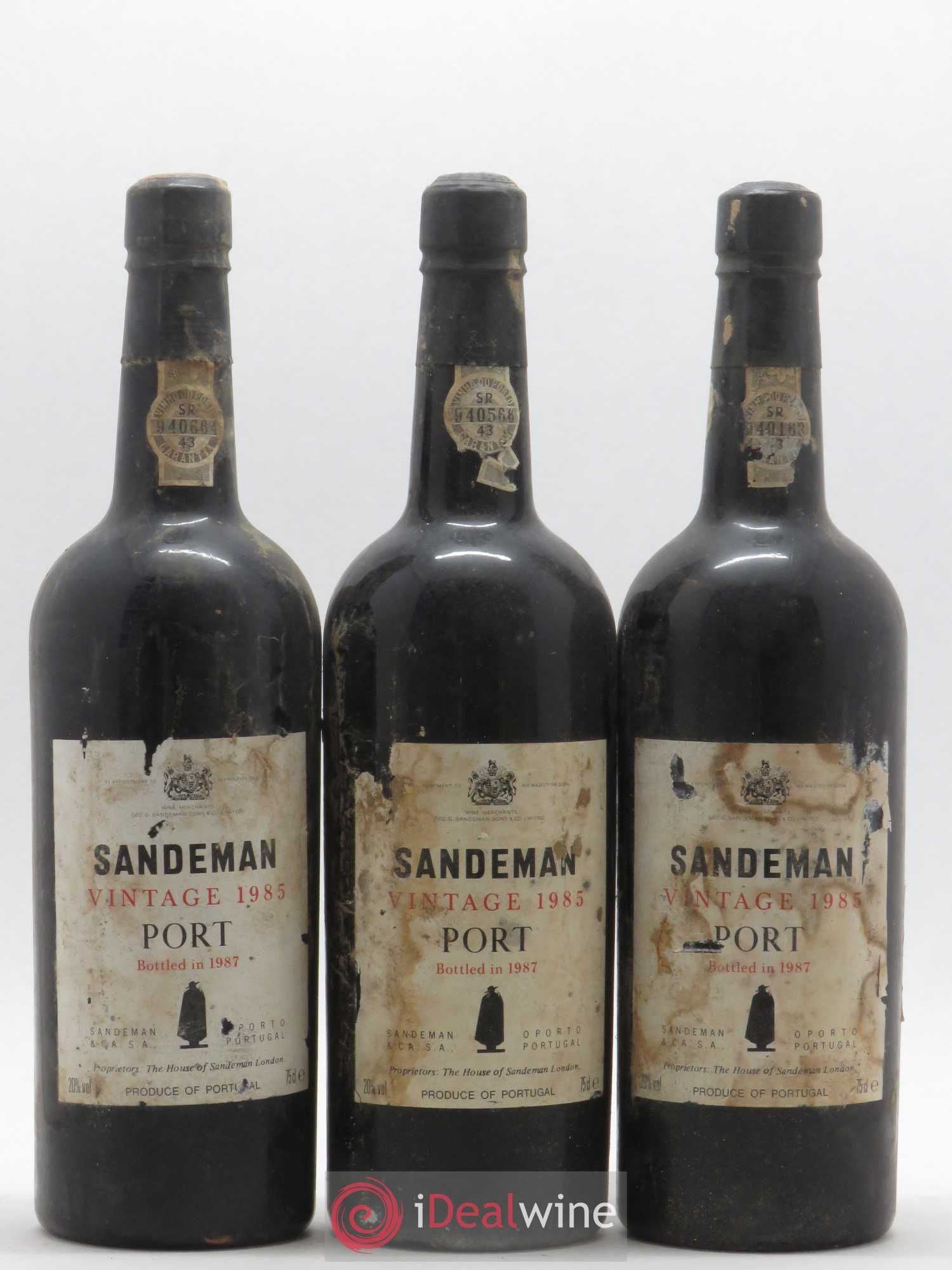 Porto Sandeman Vintage Port 1985 - Lot of 3 bottles - 0