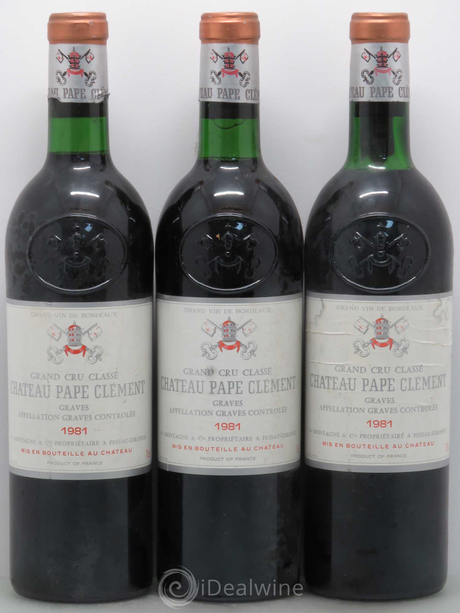 Château Pape Clément Cru Classé de Graves 1981 - Lot de 3 bouteilles - 0