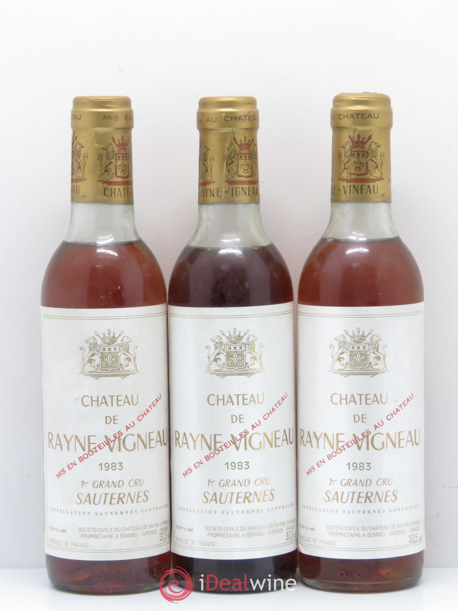 Château de Rayne Vigneau 1er Grand Cru Classé 1983 - Posten von 3 Demi-Flaschen - 0