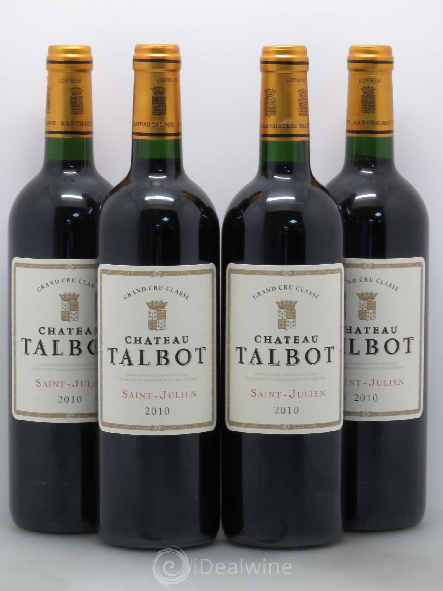 Château Talbot 4ème Grand Cru Classé 2010 - Lot de 4 bouteilles - 0