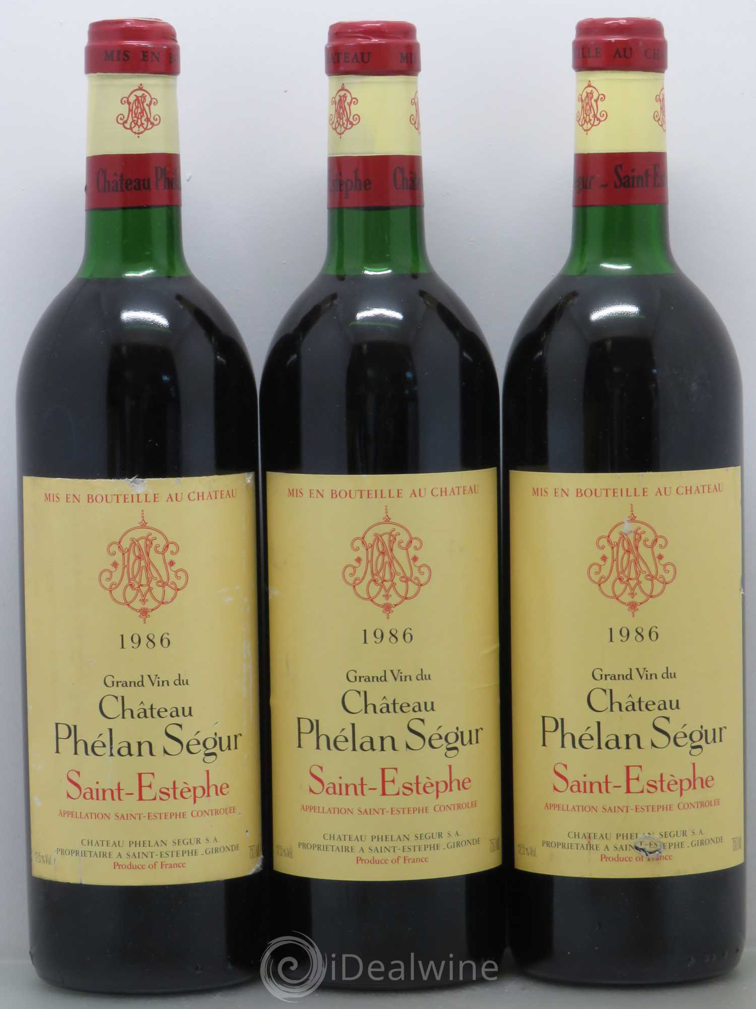 Château Phélan Ségur 1986 - Lot de 3 bouteilles - 0