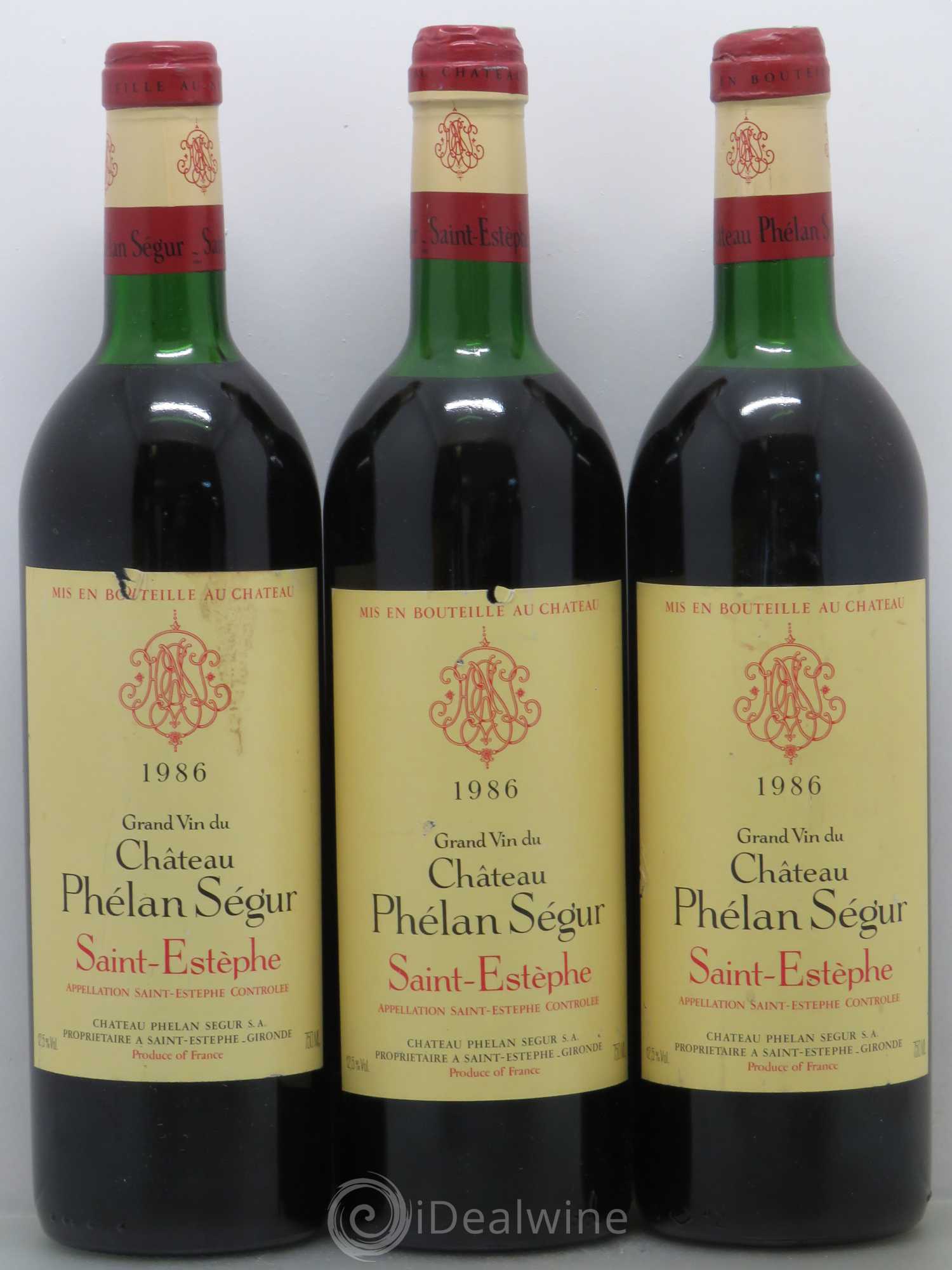 Château Phélan Ségur 1986 - Lot de 3 bouteilles - 0