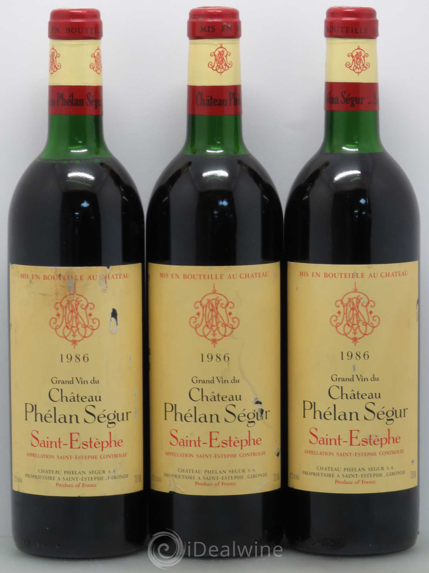 Château Phélan Ségur 1986 - Lot de 3 bouteilles - 0