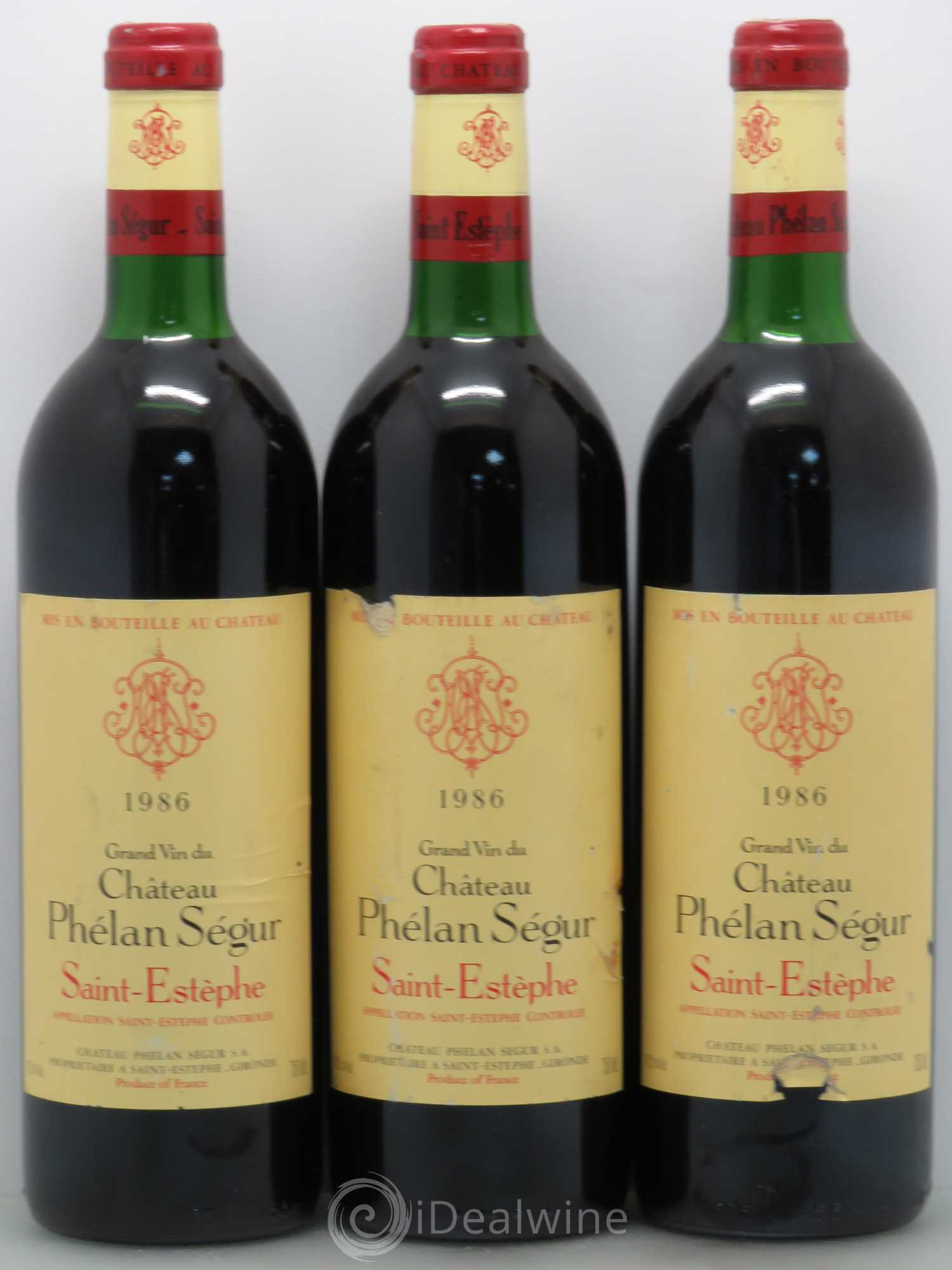 Château Phélan Ségur 1986 - Lot de 3 bouteilles - 0
