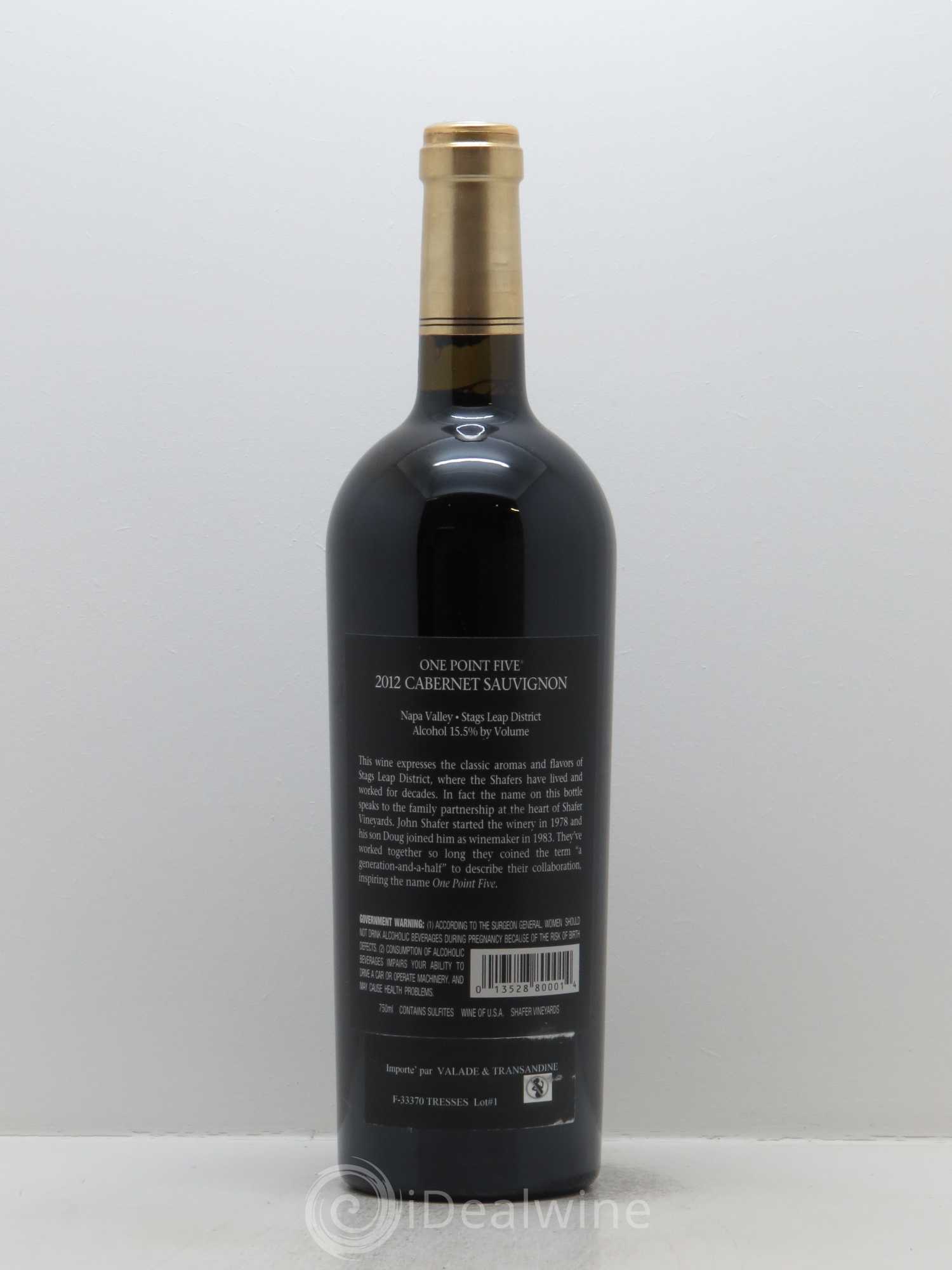 Stags Leap District Shafer Vineyards One Point Five 2012 - Lot de 1 bouteille - 1