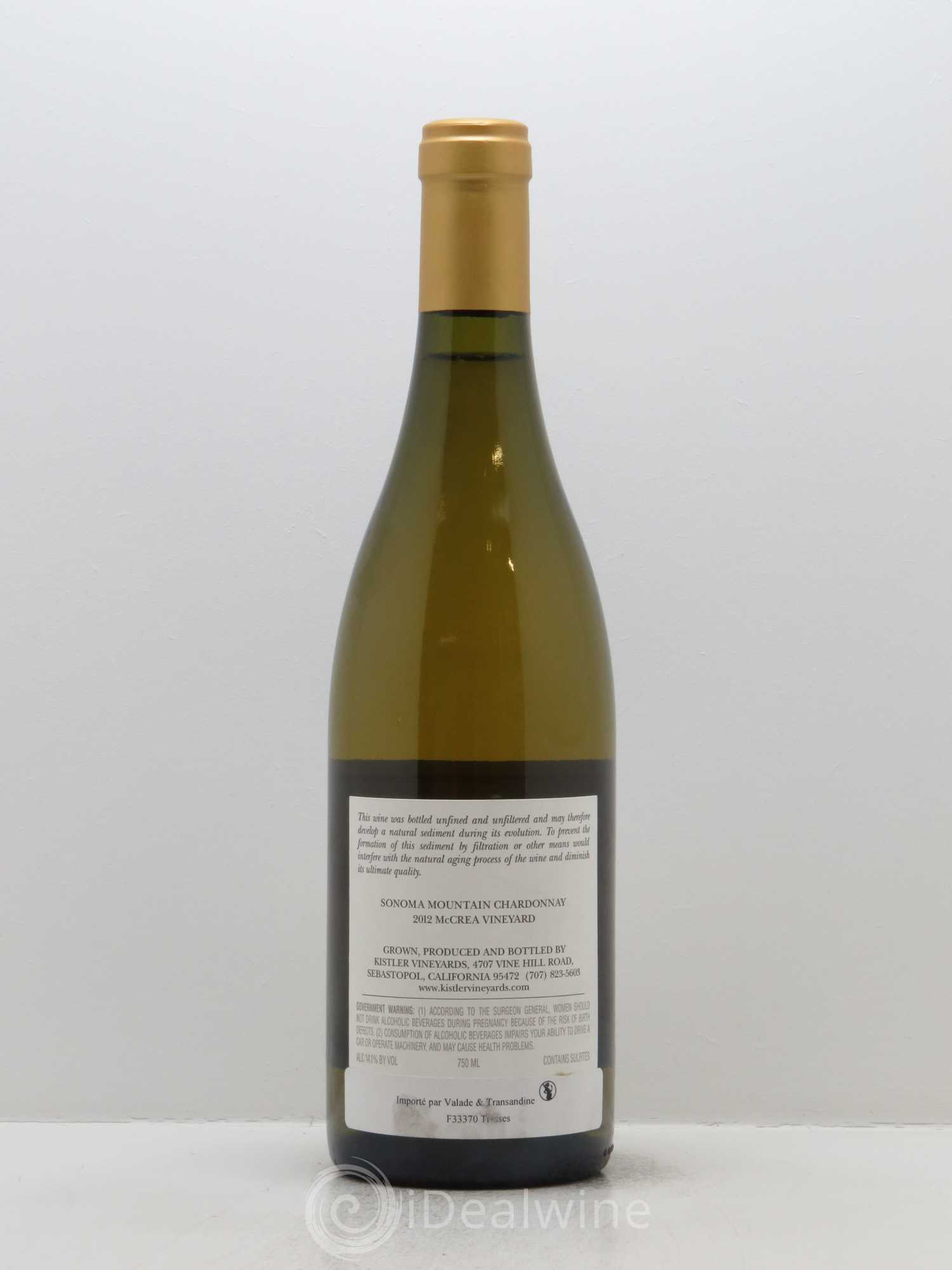 Sonoma Mountain Mc Crea Vineyard Chardonnay Kistler 2012 - Lot de 1 bouteille - 1