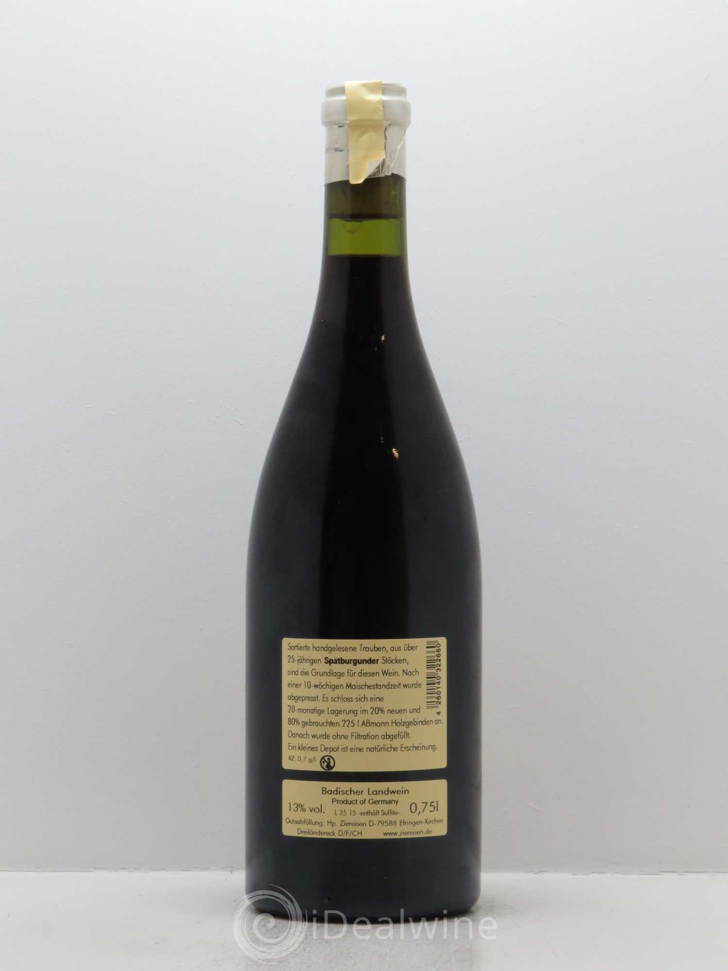 Pays de Bade Ziereisen Jaspis Alte Reben Pinot Noir 2013 - Lot de 1 bouteille - 1