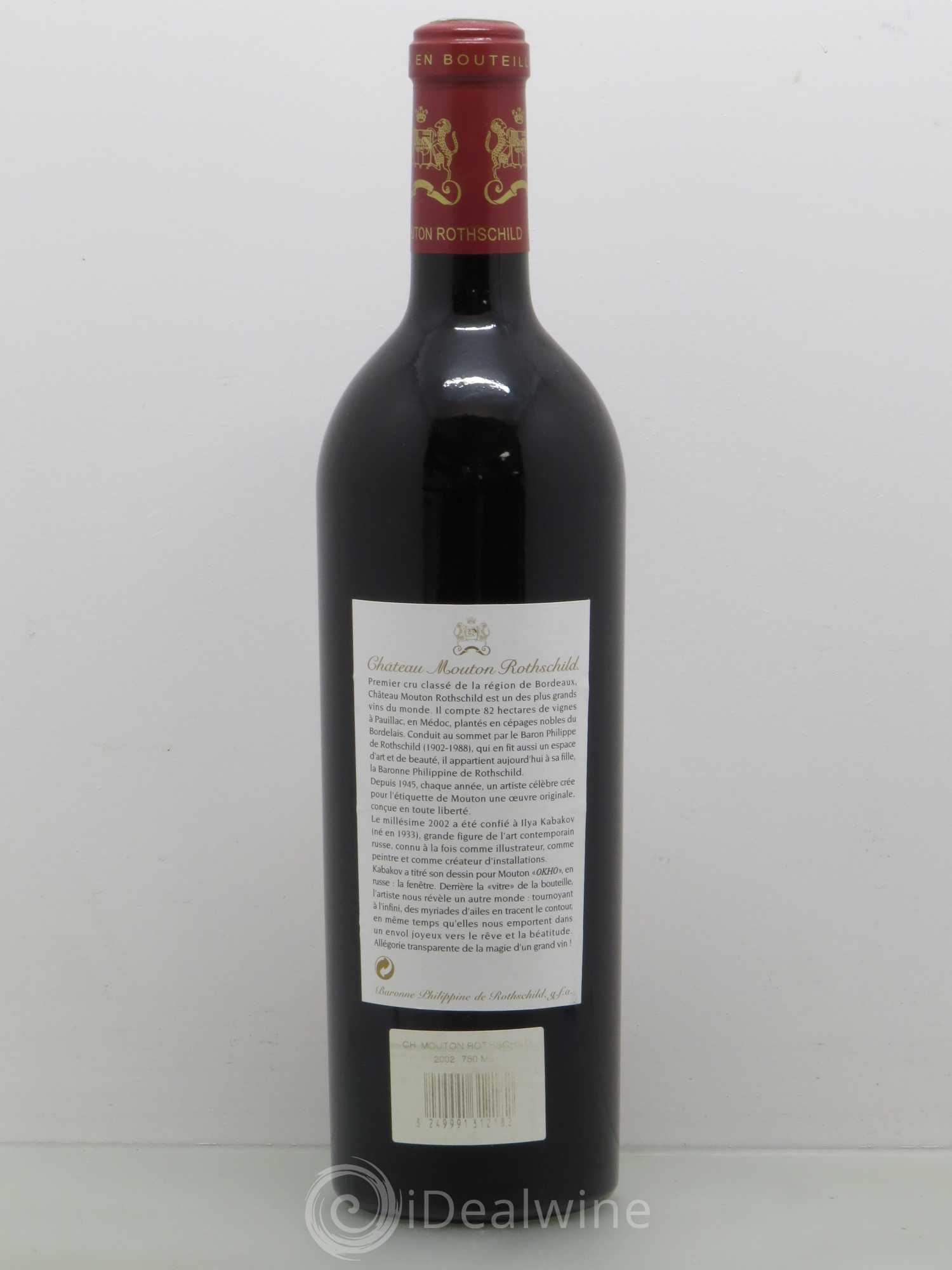 Château Mouton Rothschild 1er Grand Cru Classé 2002 - Lot de 1 bouteille - 1