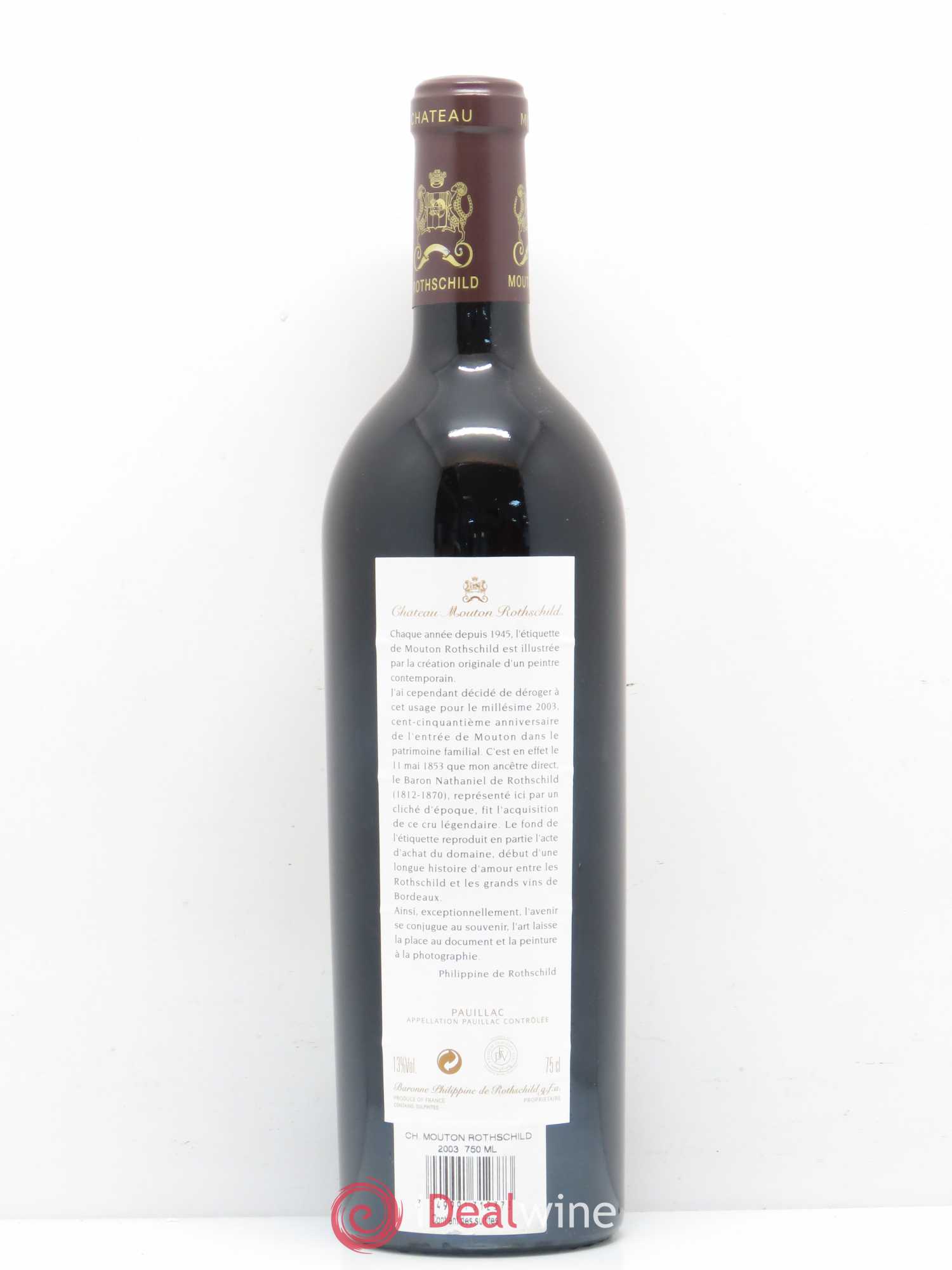 Château Mouton Rothschild 1er Grand Cru Classé 2003 - Lot de 1 bouteille - 1