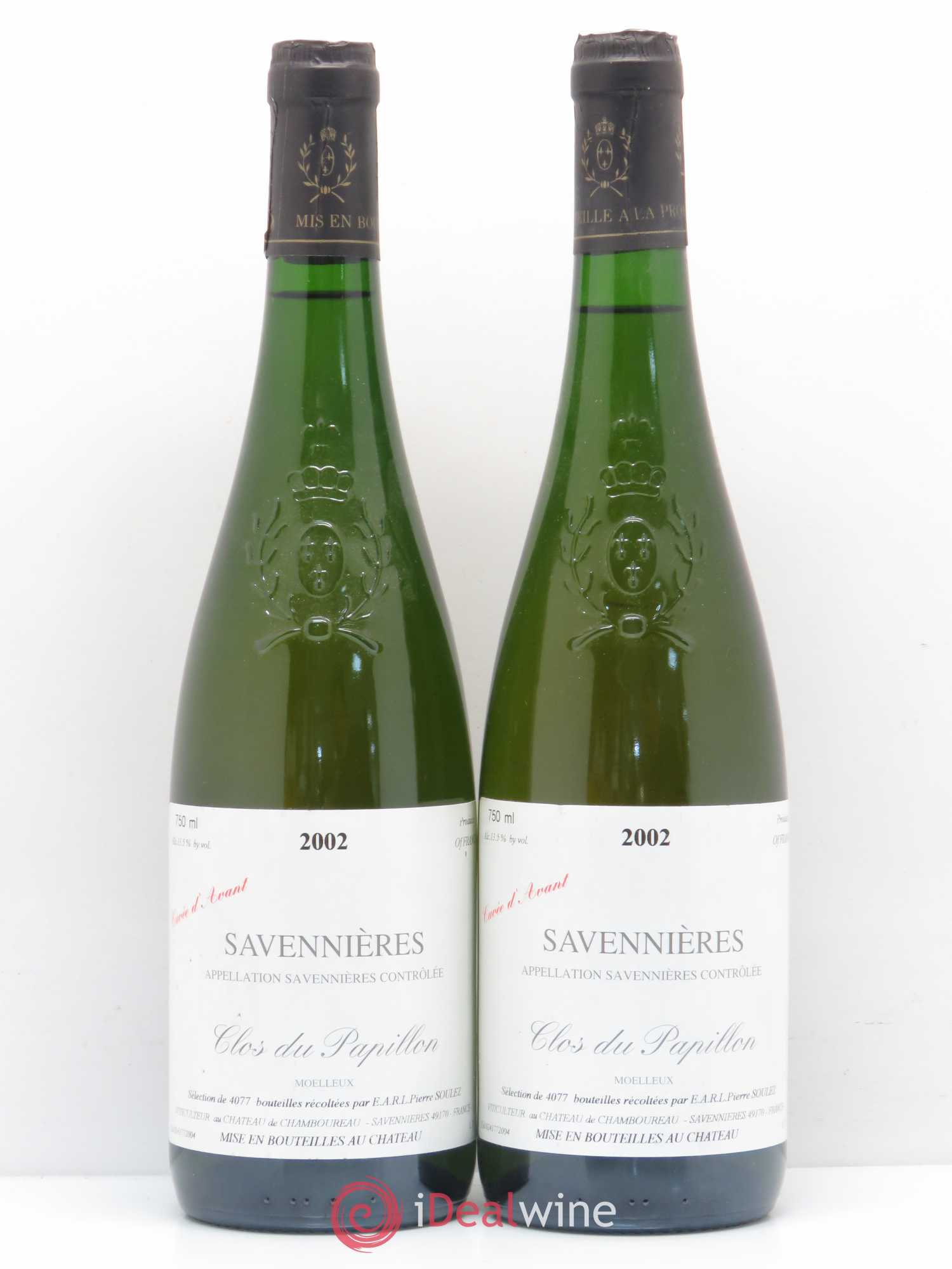 Savennières Clos du Papillon Cuvée d'avant Château de Chamboureau 2002 - Lotto di 2 bottiglie - 0