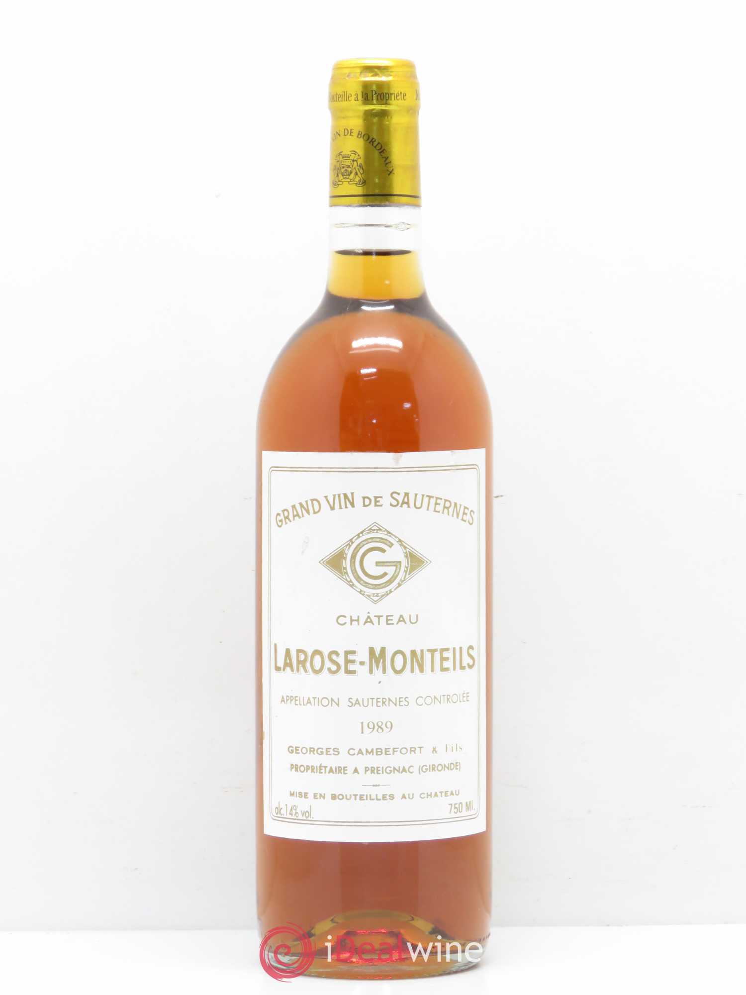 Sauternes Chäteau Larose Monteils (sans prix de réserve) 1989 - Posten von 1 Flasche - 0