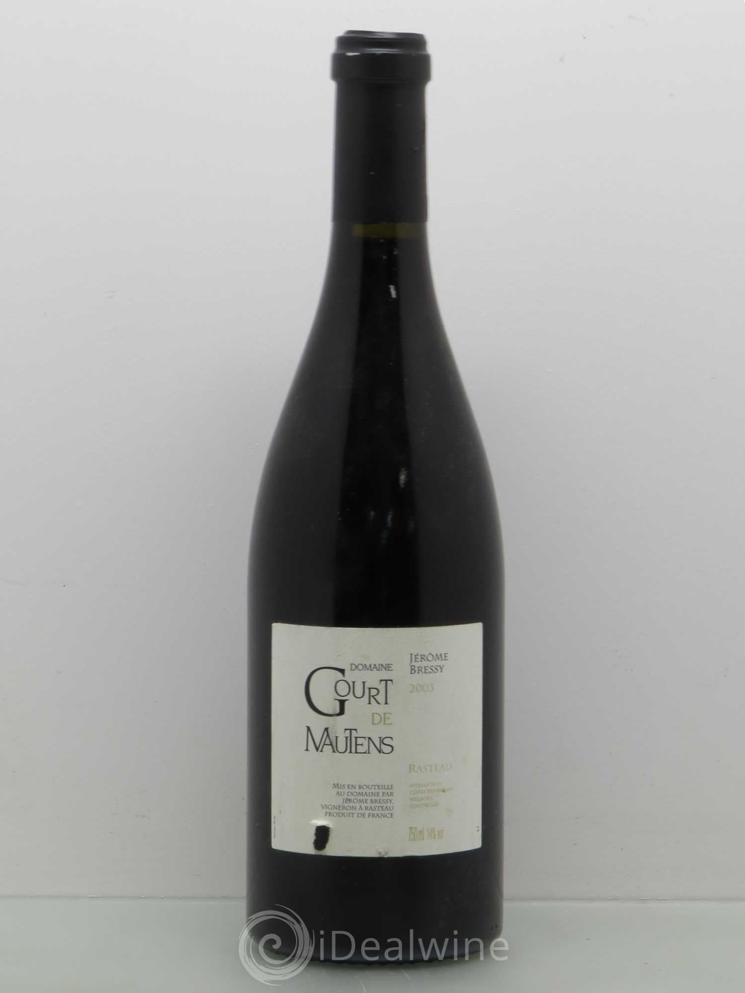 Rasteau Domaine Gourt de Mautens - Jérôme Bressy 2003 - Lot de 1 bouteille - 0