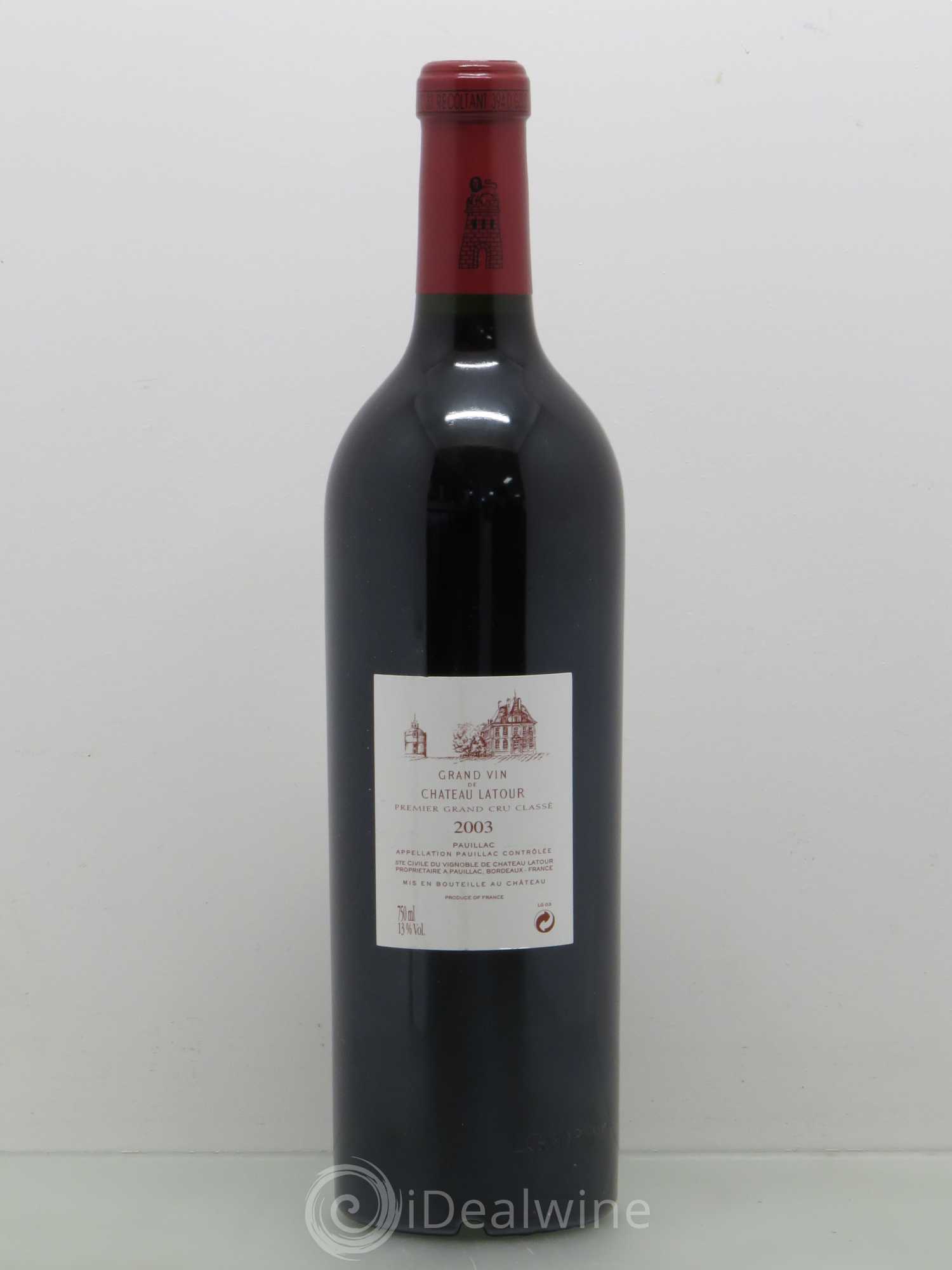 Château Latour 1er Grand Cru Classé 2003 - Lot de 1 bouteille - 1