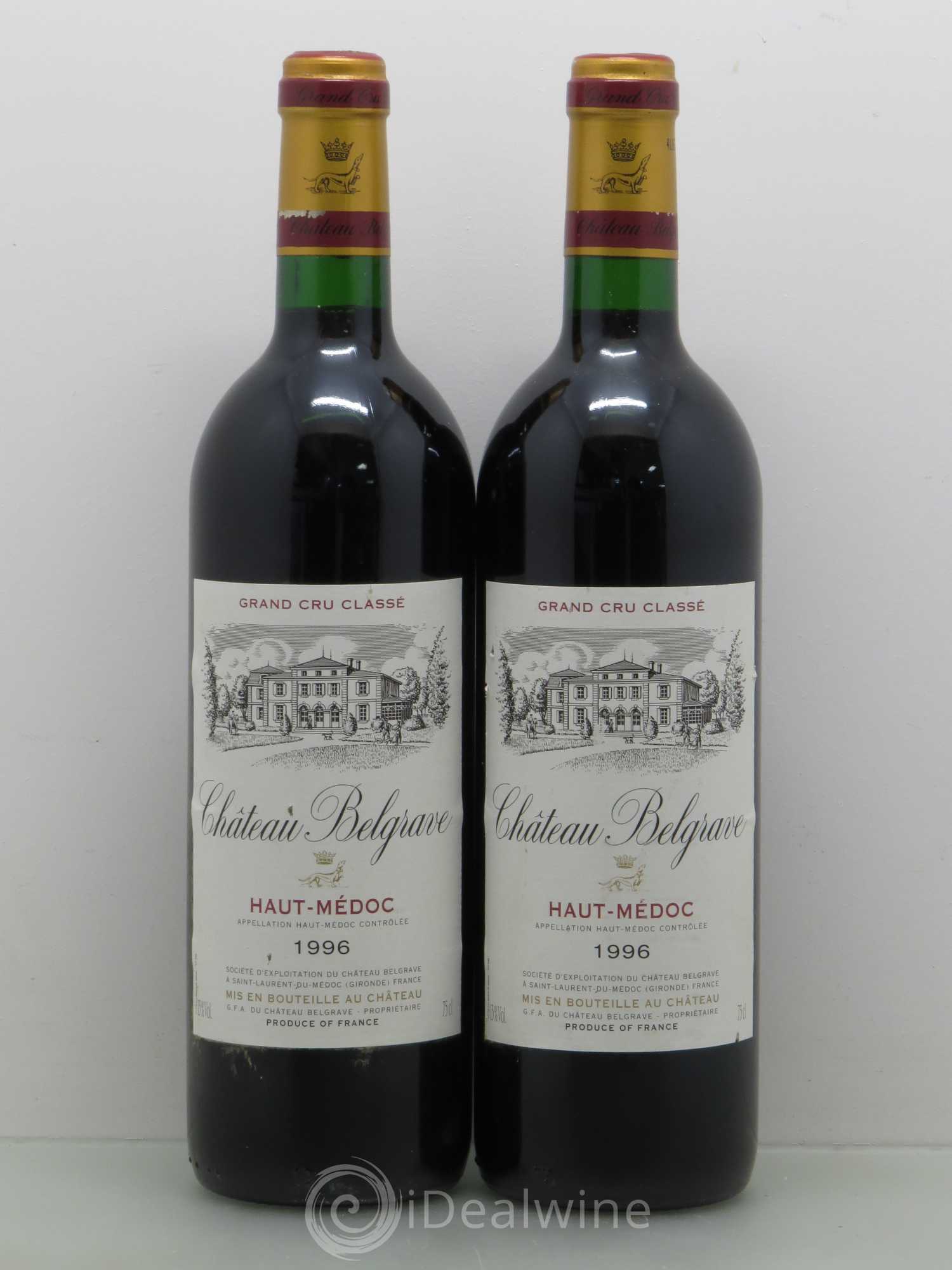 Château Belgrave 5ème Grand Cru Classé 1996 - Lot de 2 bouteilles - 0