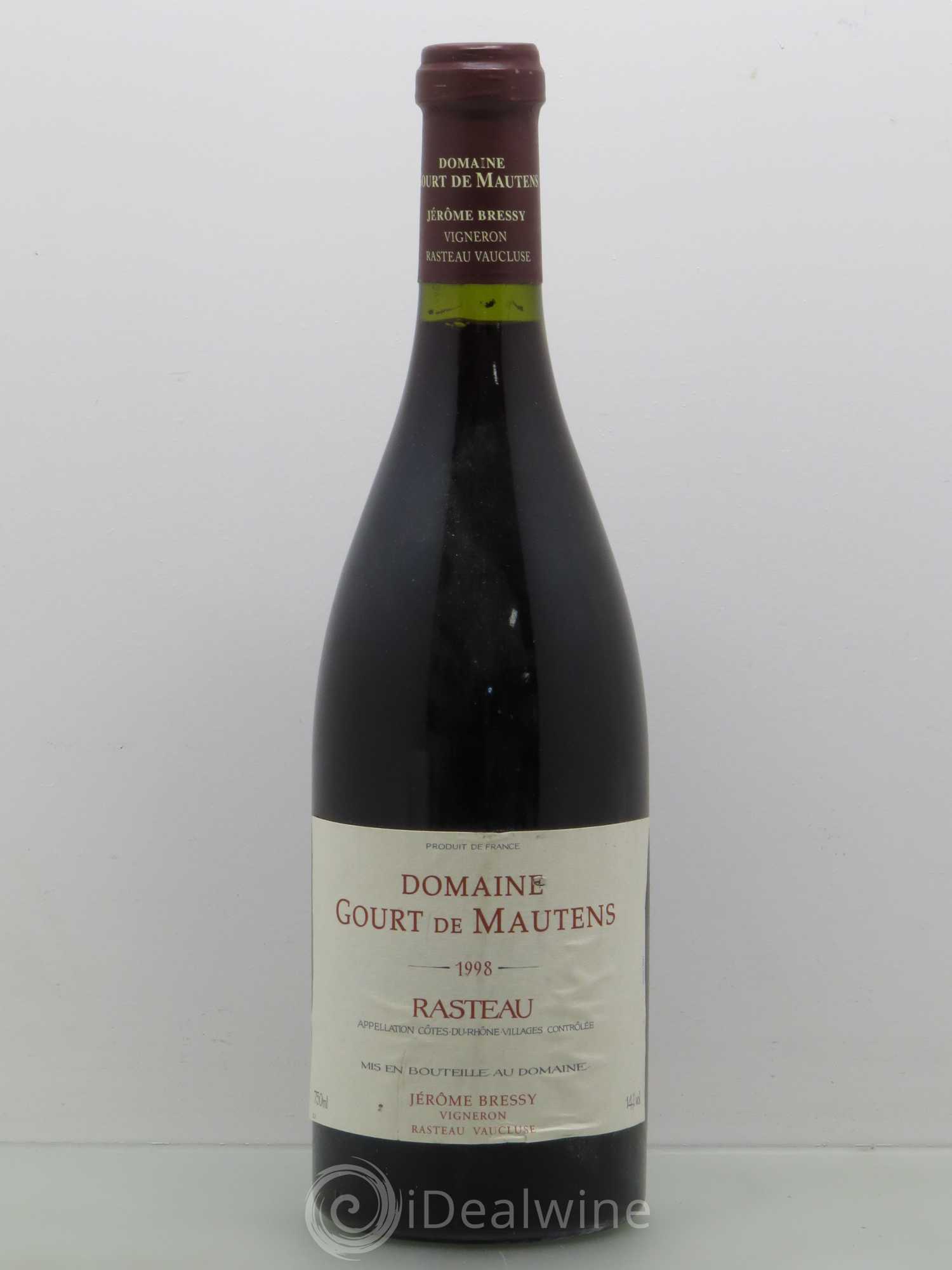 Rasteau Domaine Gourt de Mautens - Jérôme Bressy 1998 - Lot de 1 bouteille - 0