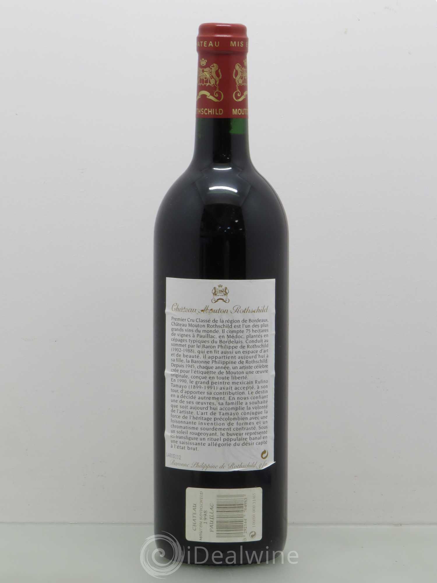 Château Mouton Rothschild 1er Grand Cru Classé 1998 - Lot de 1 bouteille - 1