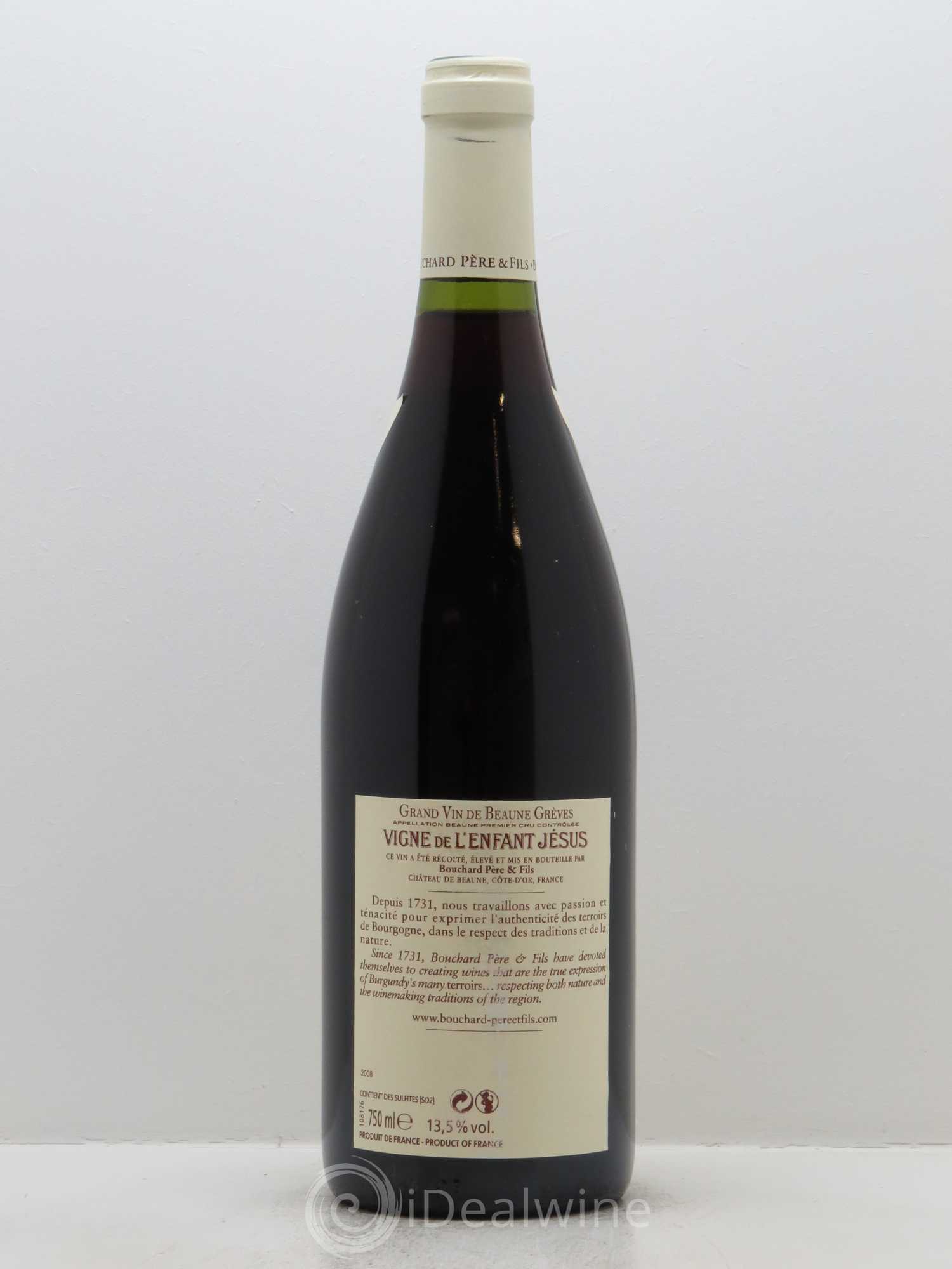 Beaune 1er Cru Grèves - Vigne de l'Enfant Jésus Bouchard Père & Fils 2008 - Lot de 1 bouteille - 1