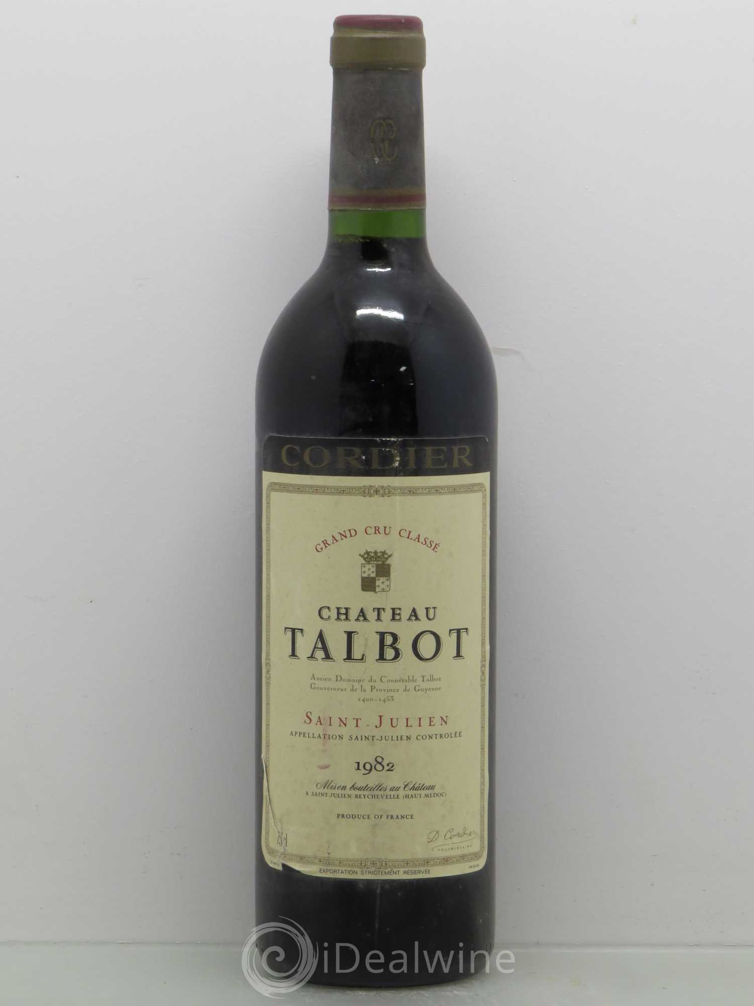 Château Talbot 4ème Grand Cru Classé 1982 - Lot de 1 bouteille - 0