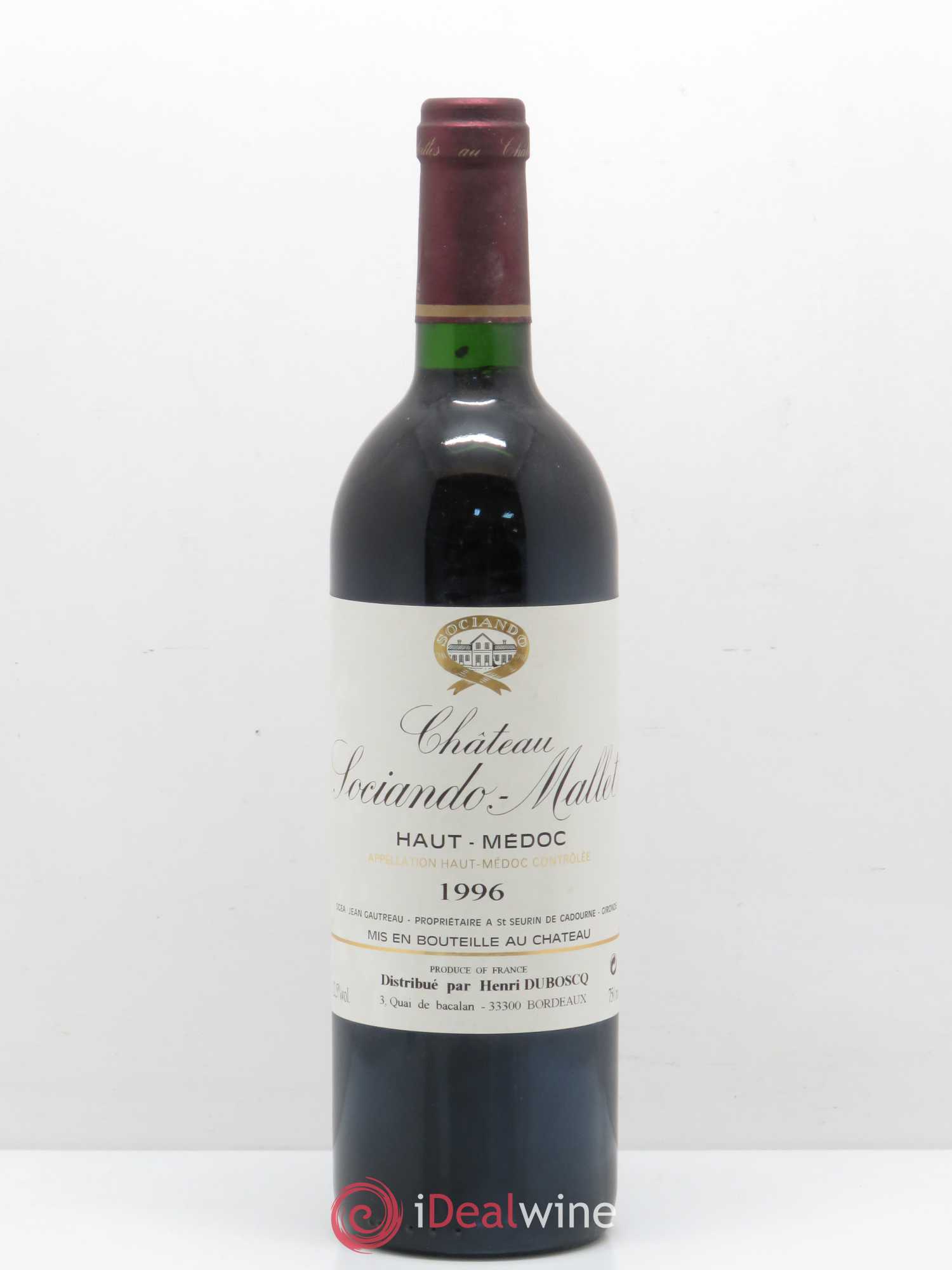 Château Sociando Mallet 1996 - Lot de 1 bouteille - 0