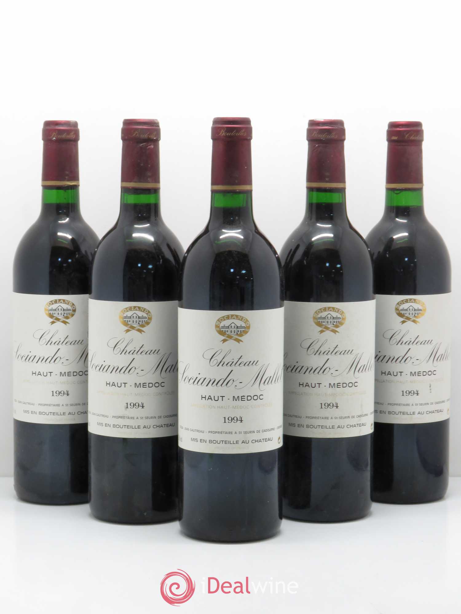 Château Sociando Mallet 1994 - Lot de 5 bouteilles - 0