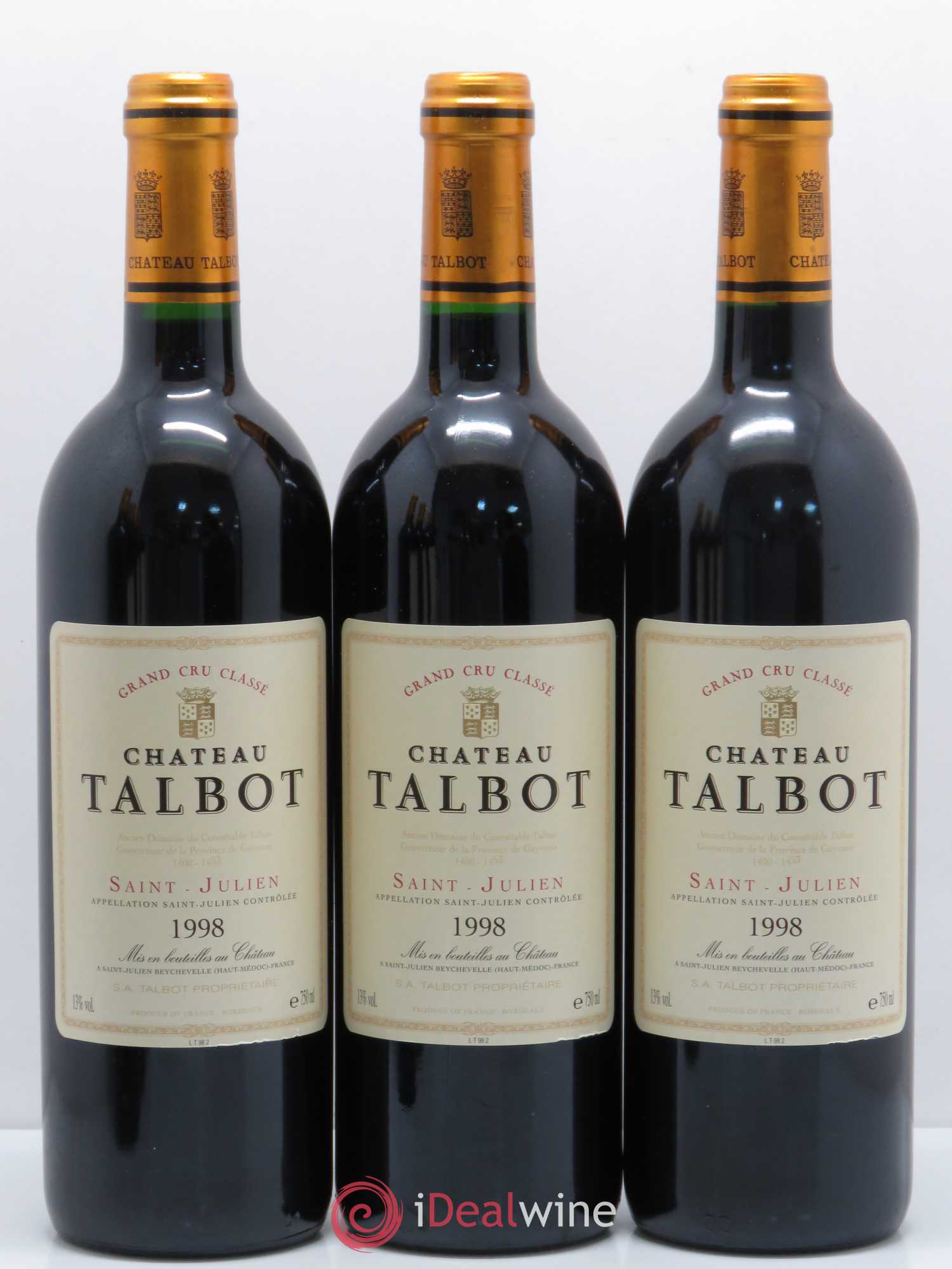 Château Talbot 4ème Grand Cru Classé 1998 - Lot de 12 bouteilles - 2