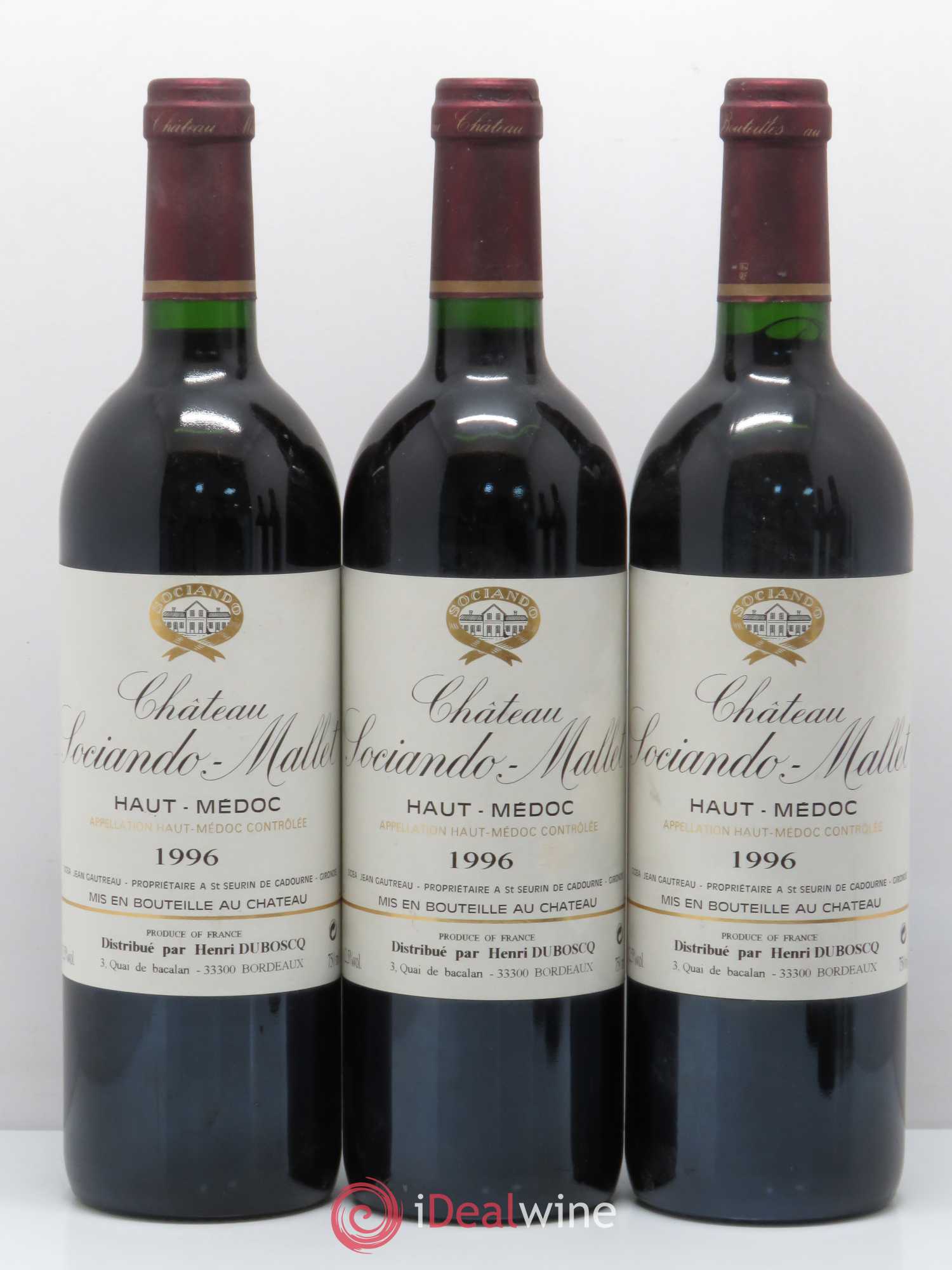 Château Sociando Mallet 1996 - Lot de 5 bouteilles - 1