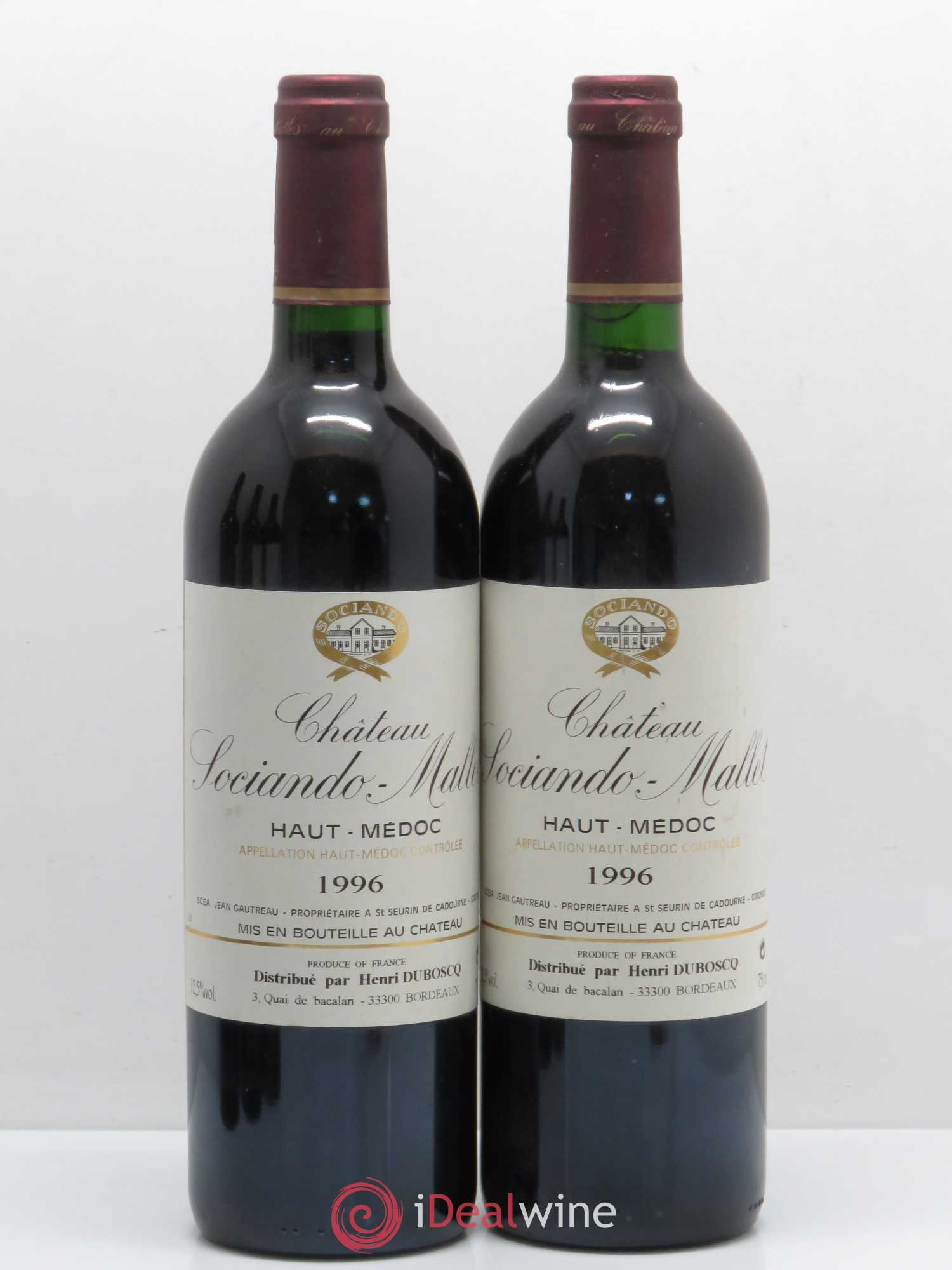 Château Sociando Mallet 1996 - Lot de 5 bouteilles - 2
