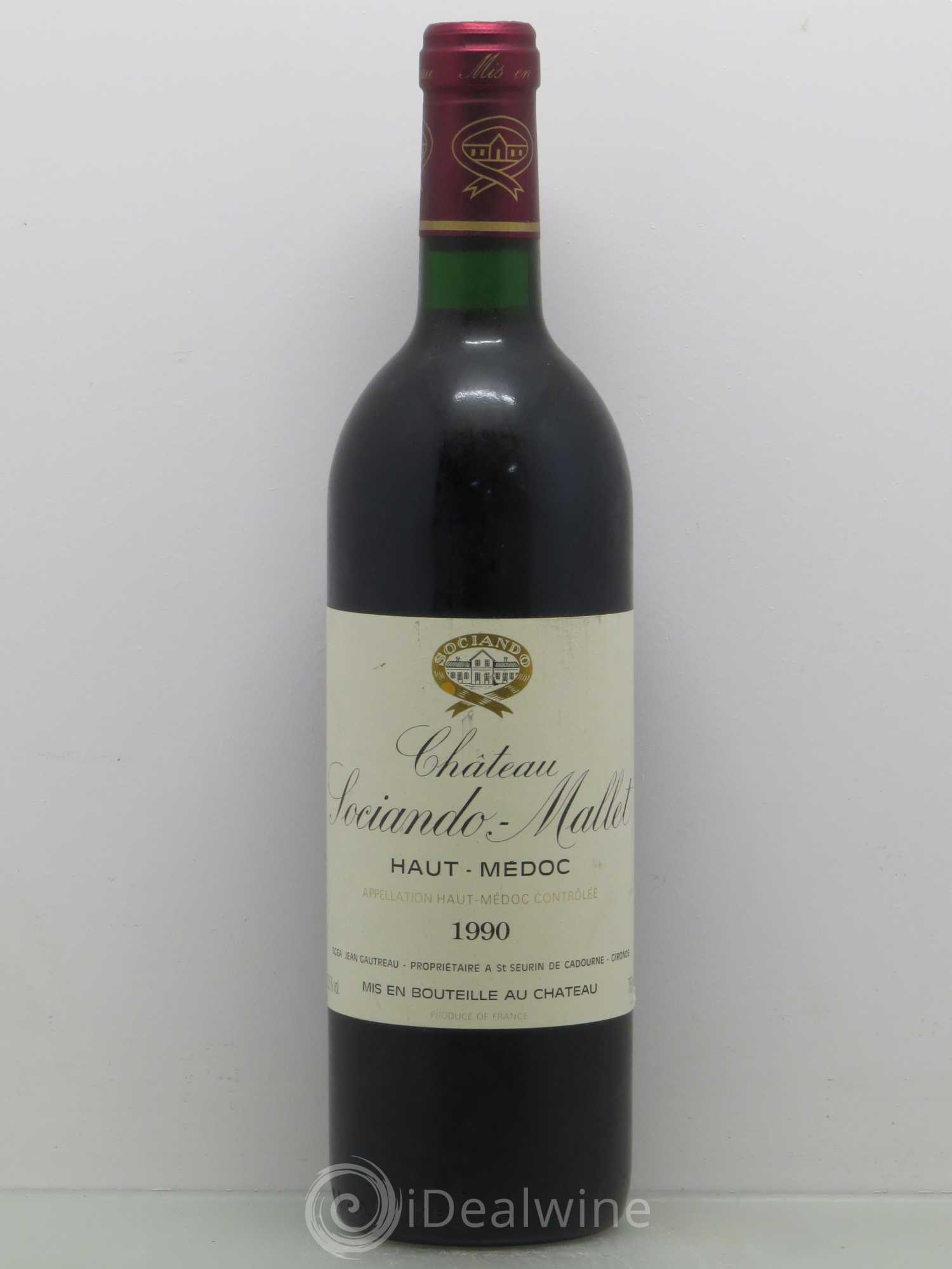 Château Sociando Mallet 1990 - Lot de 1 bouteille - 0