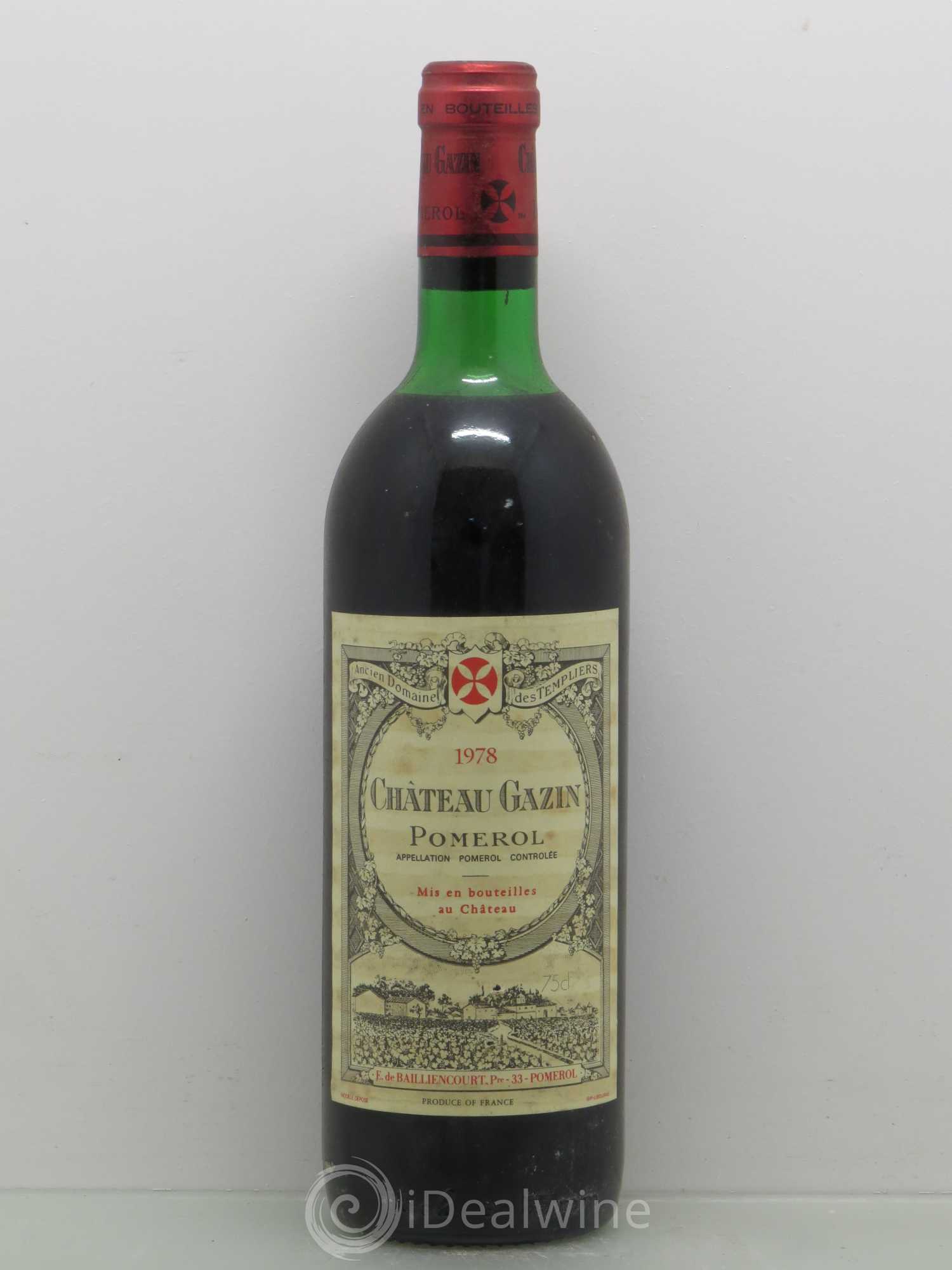 Château Gazin 1978 - Lot de 1 bouteille - 0