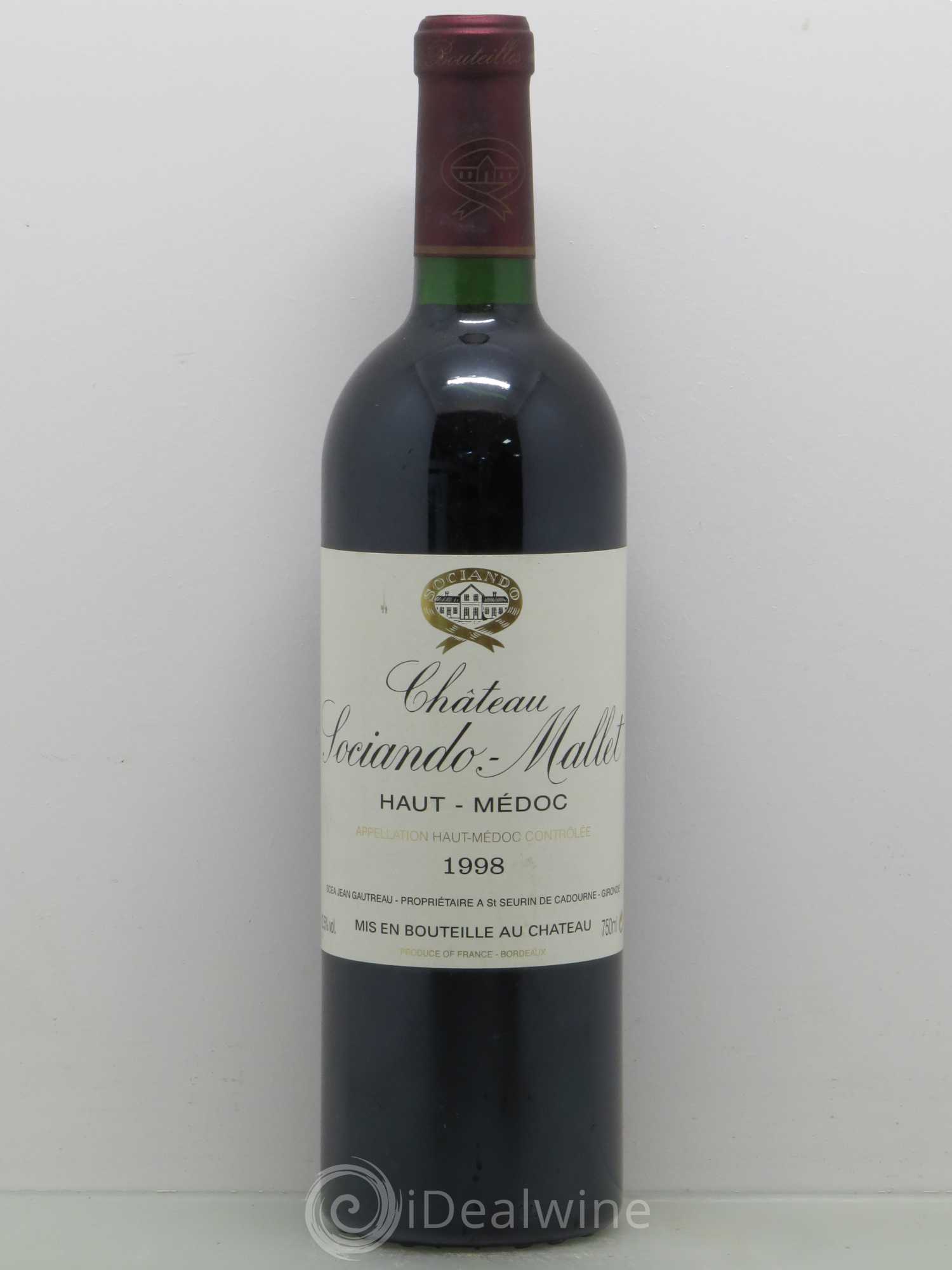 Château Sociando Mallet 1998 - Lot de 1 bouteille - 0