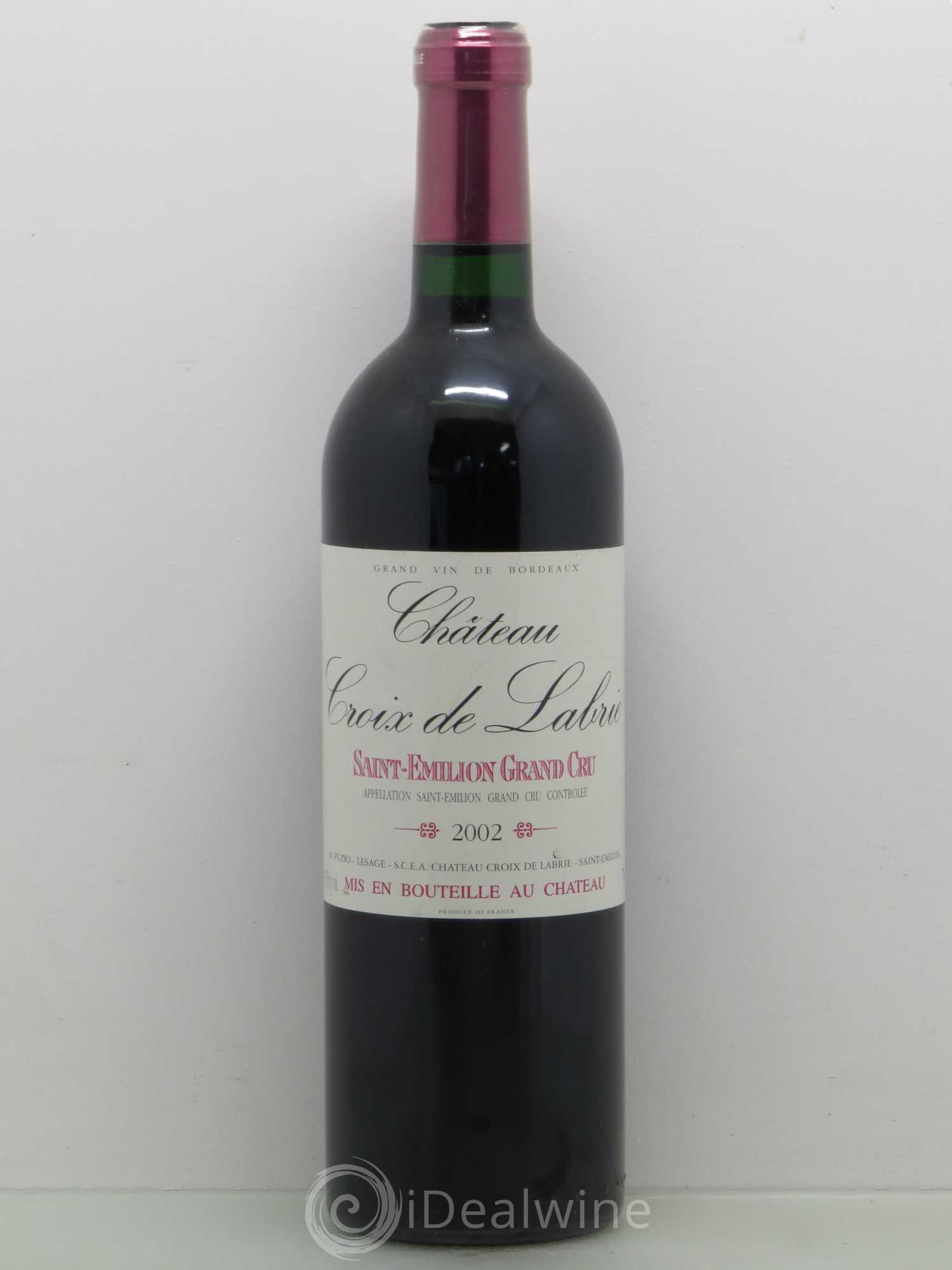Château Croix de Labrie Grand Cru Classé 2002 - Lot de 1 bouteille - 0
