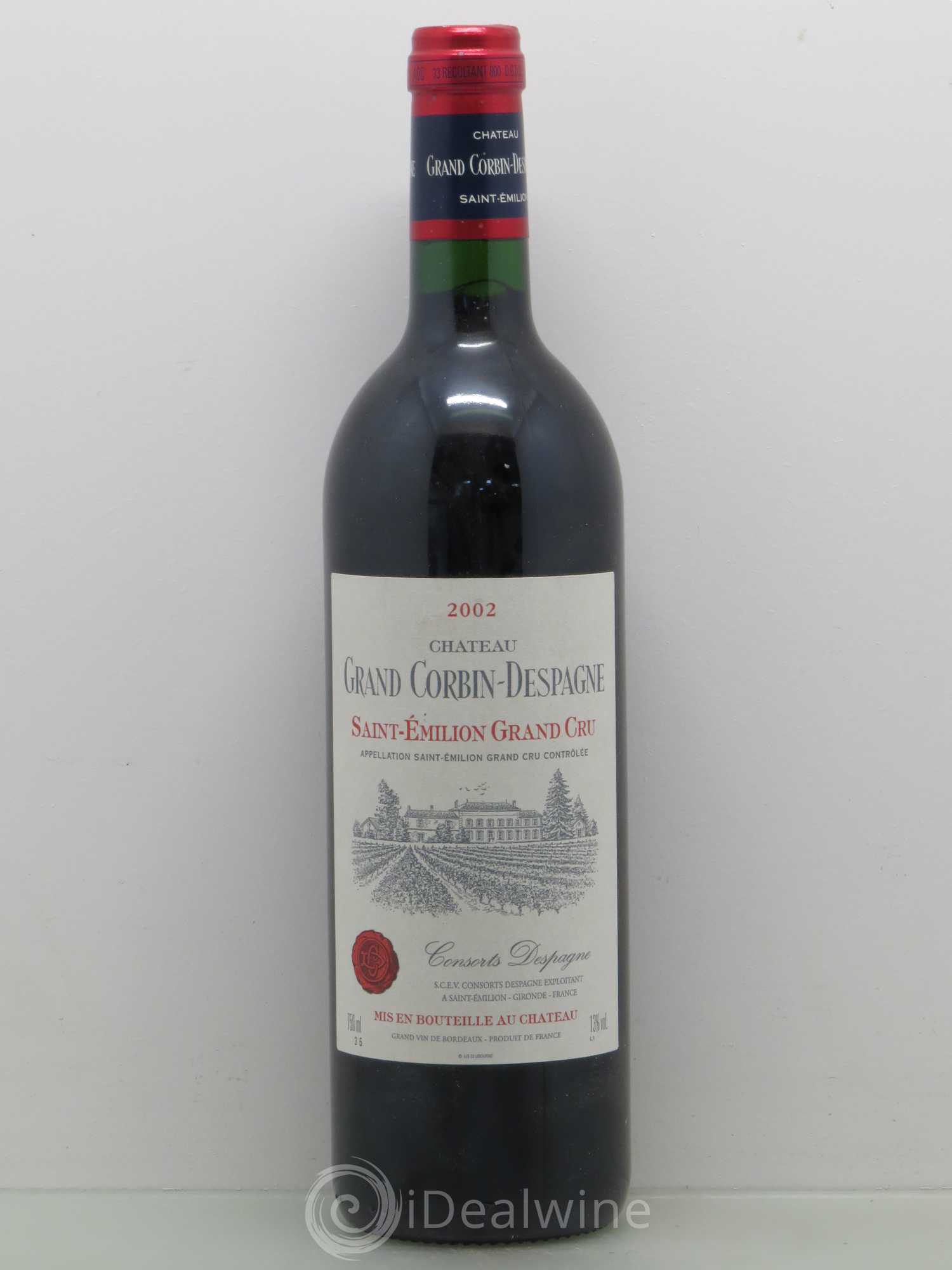 Château Grand Corbin Despagne Grand Cru Classé 2002 - Lot de 1 bouteille - 0