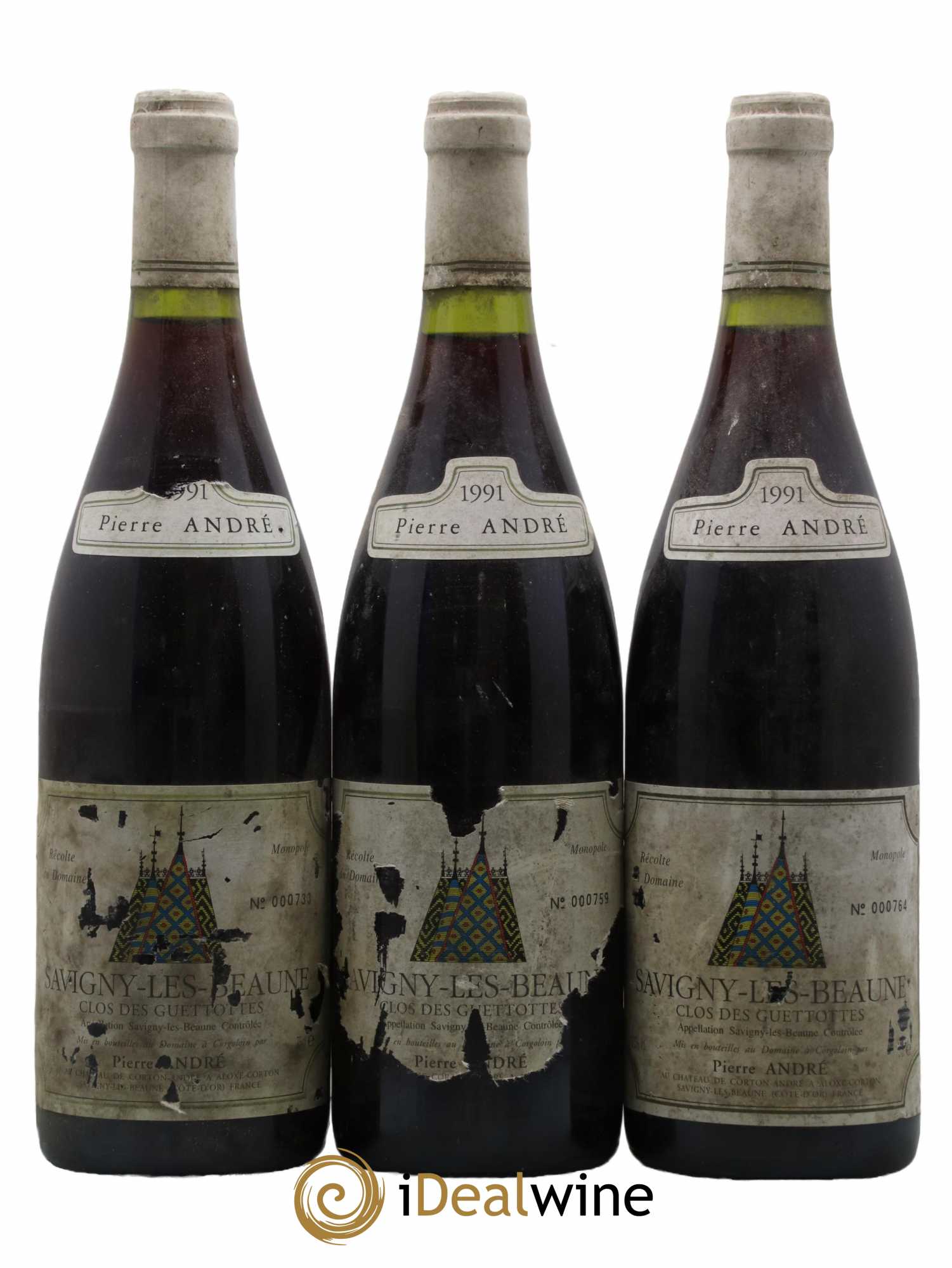Savigny-lès-Beaune Clos Des Guettottes Domaine Pierre Andre 1991 - Lot de 3 bouteilles - 0