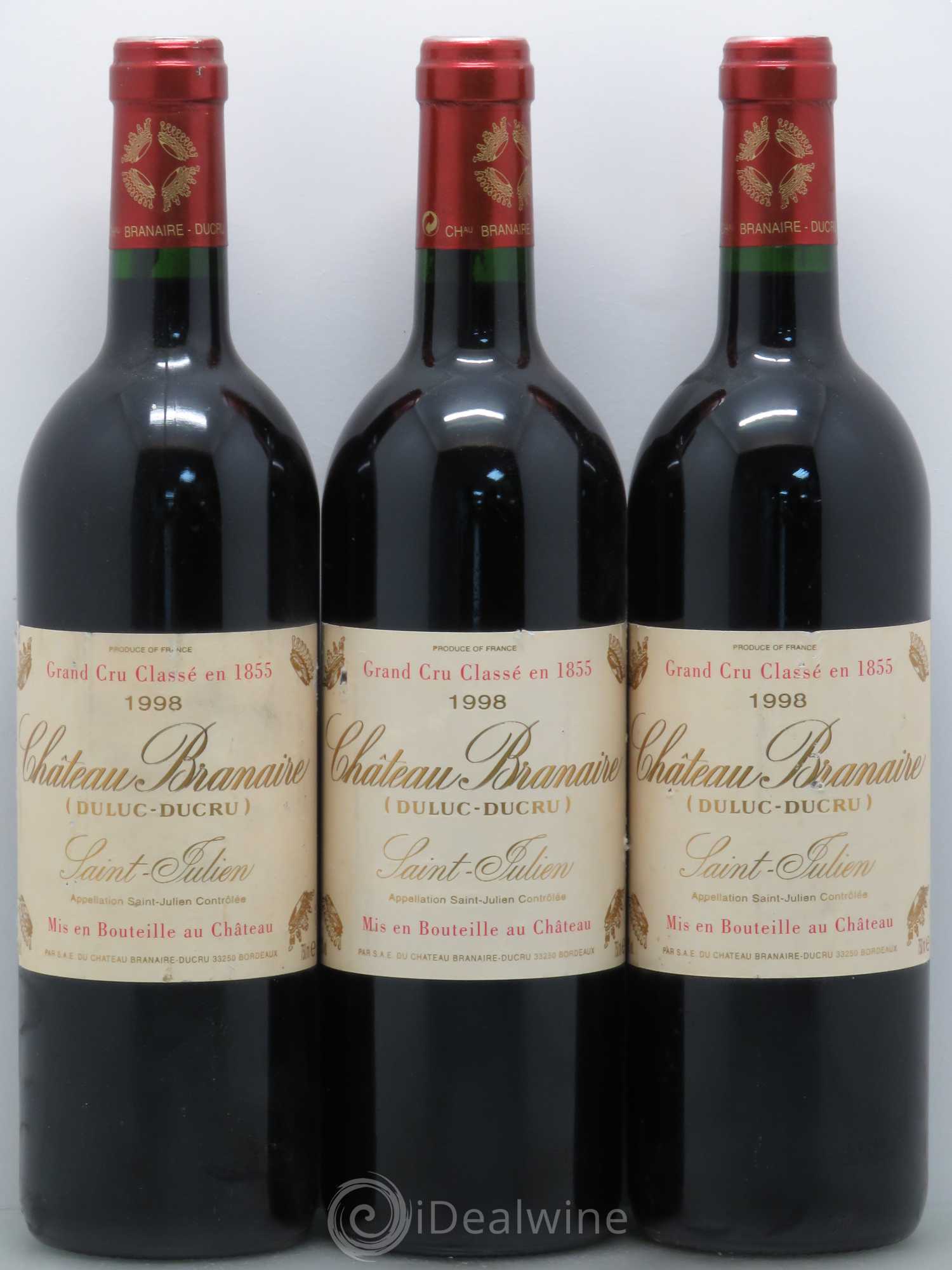Château Branaire Ducru 4ème Grand Cru Classé 1998 - Lot de 3 bouteilles - 0