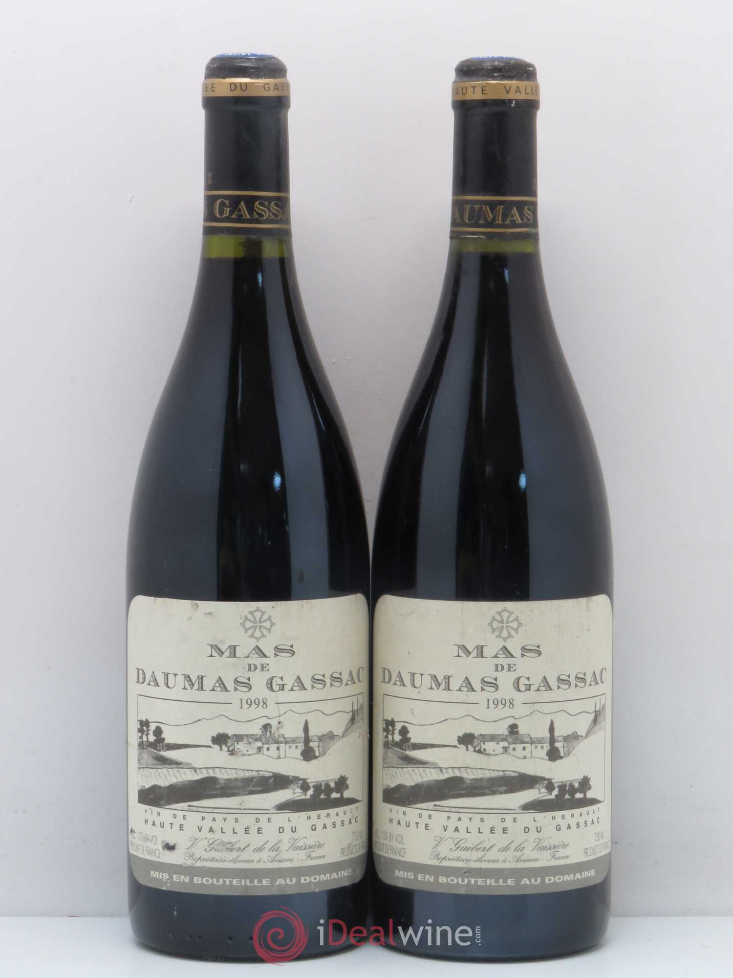 Saint-Guilhem-le-Désert - Cité d'Aniane Mas Daumas Gassac Famille Guibert de La Vaissière 1998 - Lot de 2 bouteilles - 0