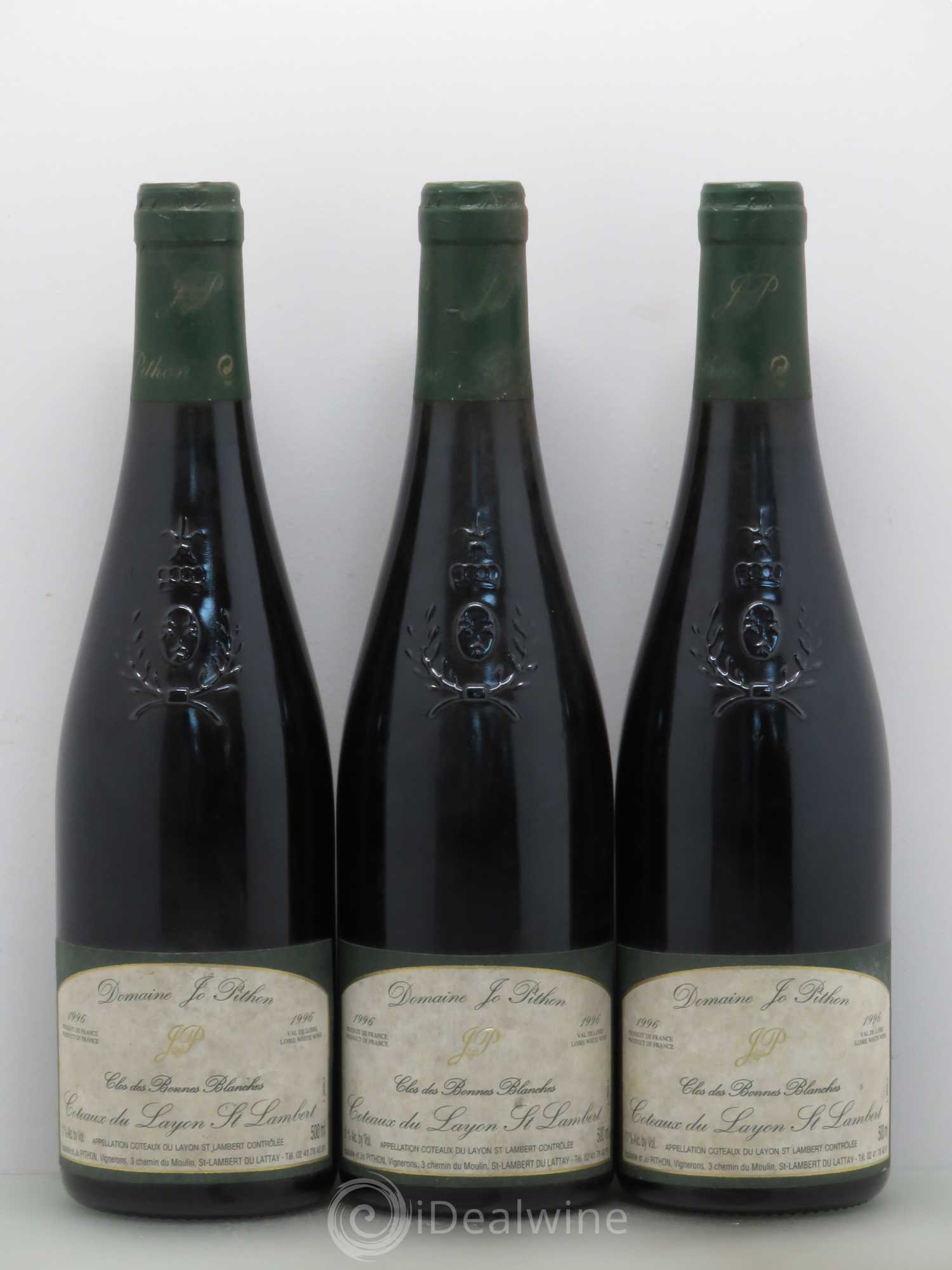 Coteaux du Layon Saint-Lambert Ambroisie Clos des Bonnes Blanches Jo Pithon (Domaine) 1996 - Lotto di 3 bottiglie - 0