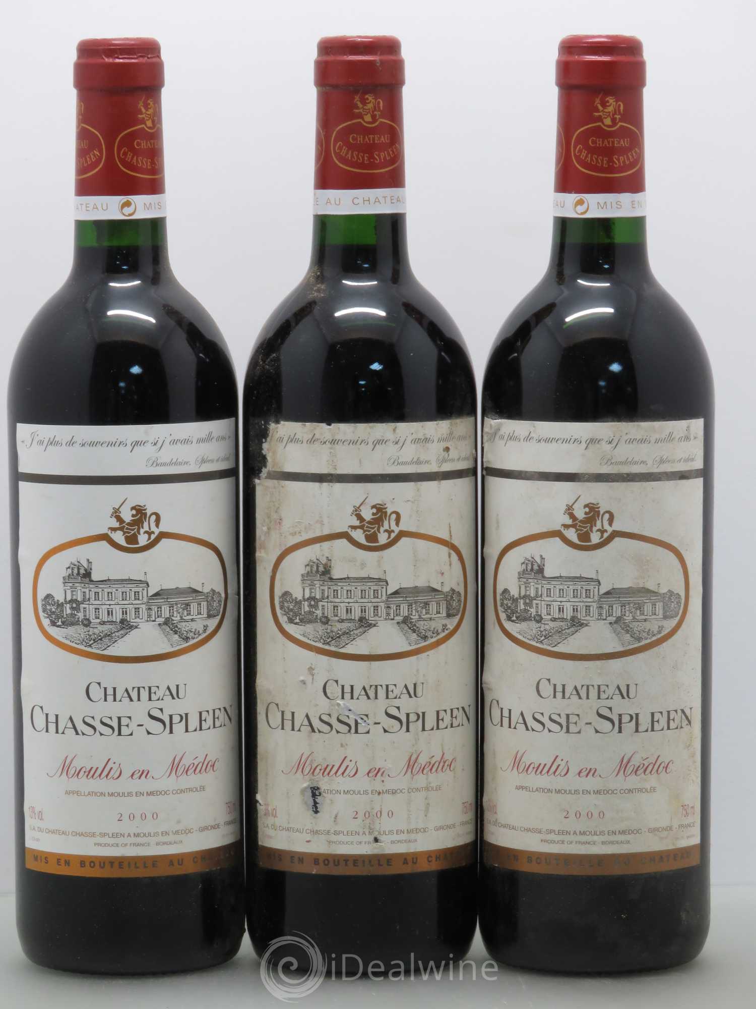Château Chasse Spleen 2000 - Lot de 3 bouteilles - 0