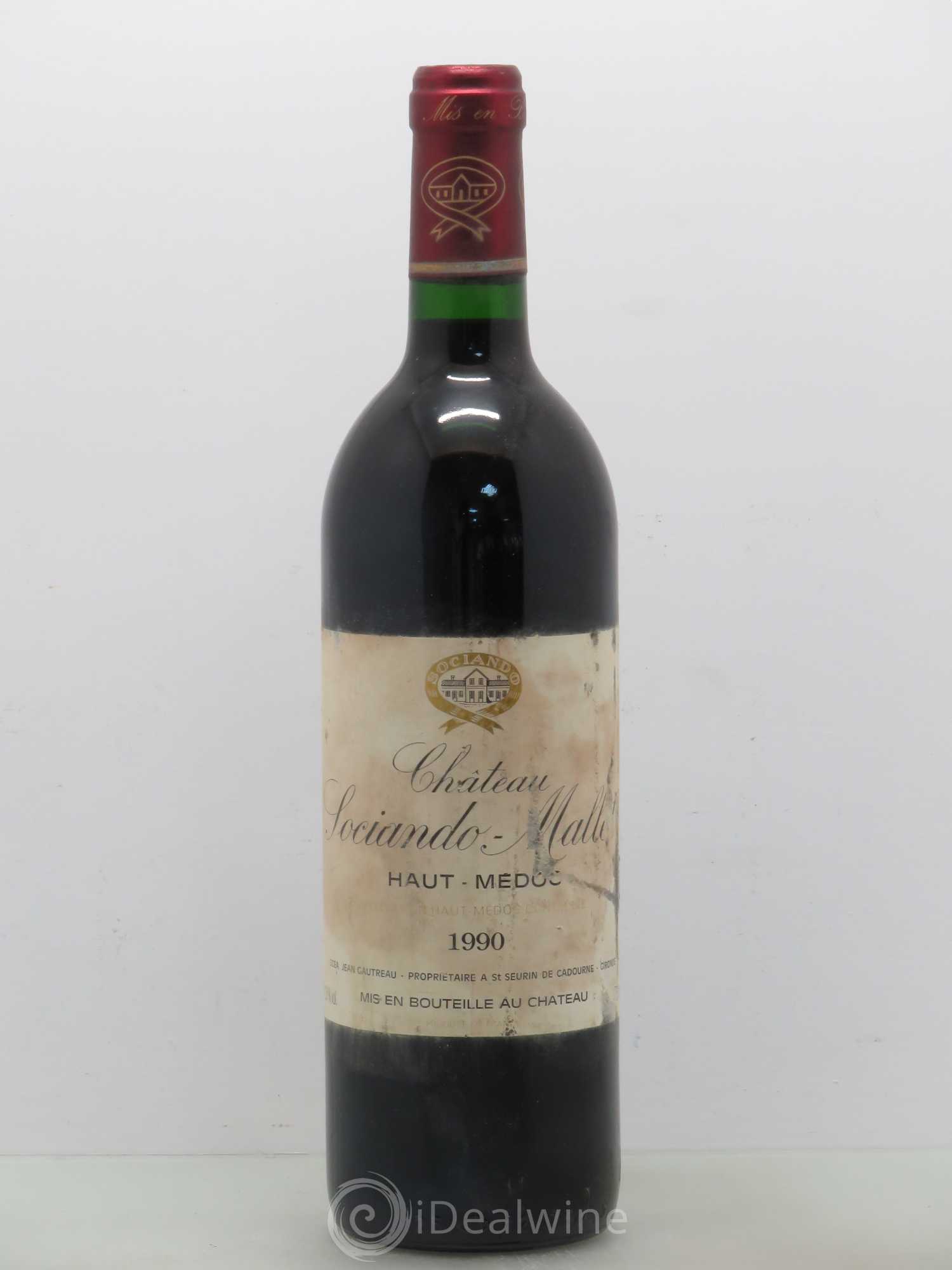 Château Sociando Mallet 1990 - Lot de 1 bouteille - 0
