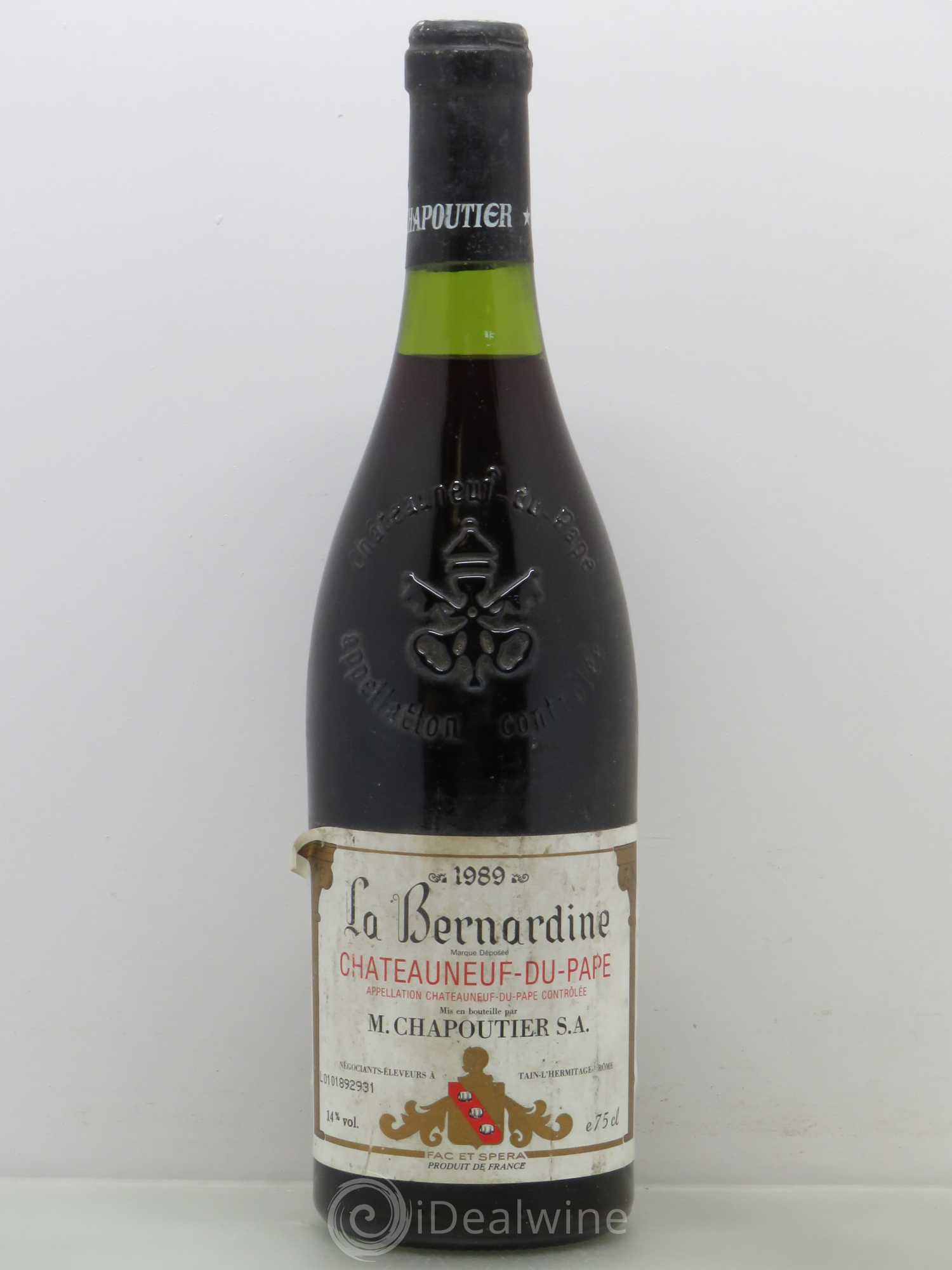Châteauneuf-du-Pape La Bernardine Chapoutier 1989 - Lot de 1 bouteille - 0