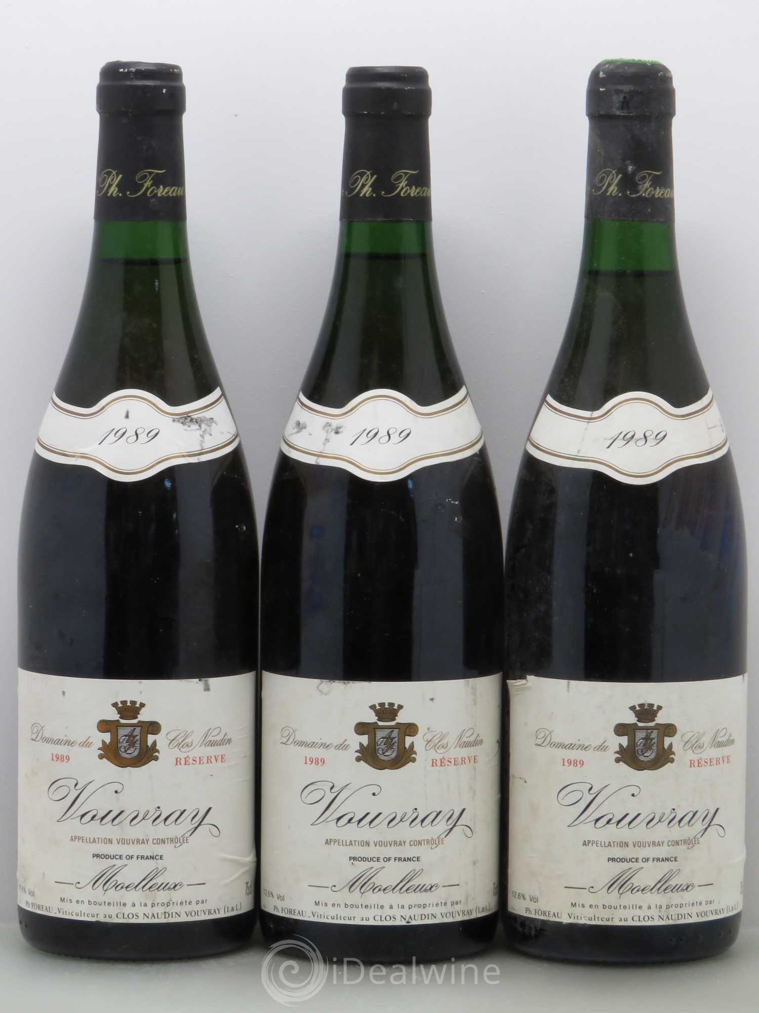 Vouvray Moelleux Réserve Clos Naudin - Philippe Foreau 1989 - Lotto di 3 bottiglie - 0